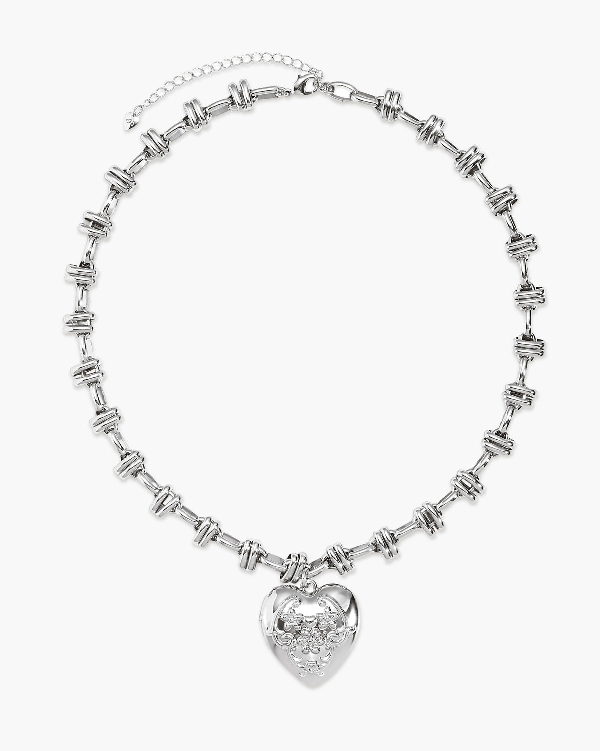 Collar de corazón abierto Secret Keeps en plata