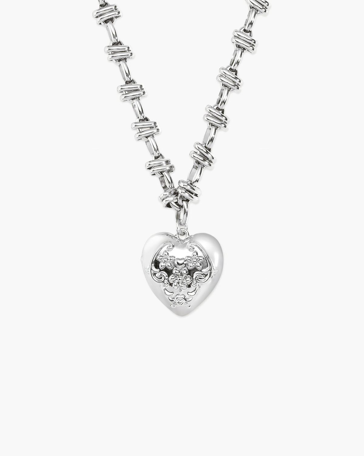 Collar de corazón abierto Secret Keeps en plata