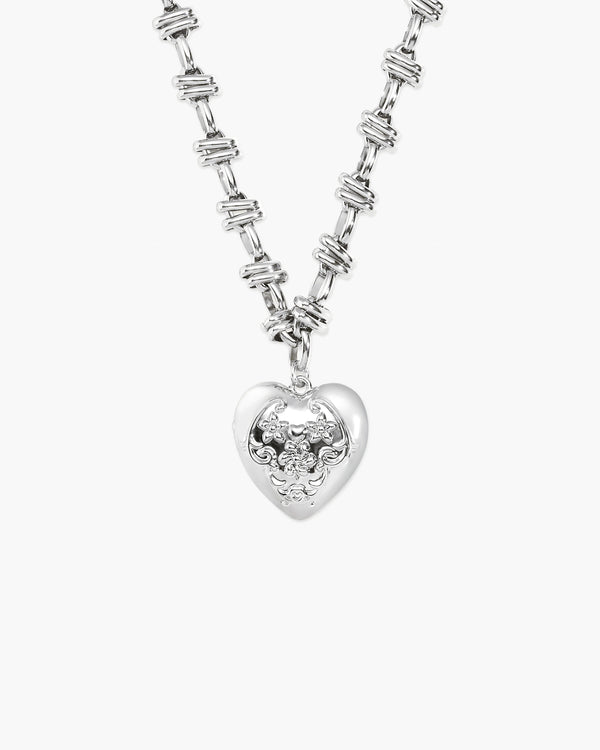 Collar de corazón abierto Secret Keeps en plata