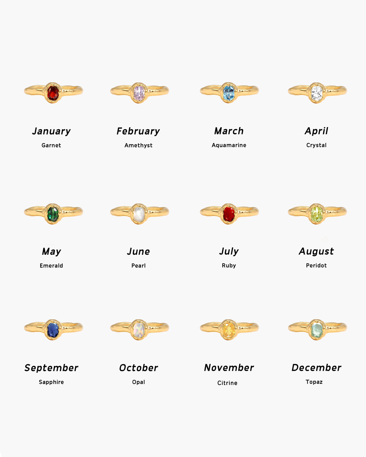 Anillo de piedra natal en oro - enero