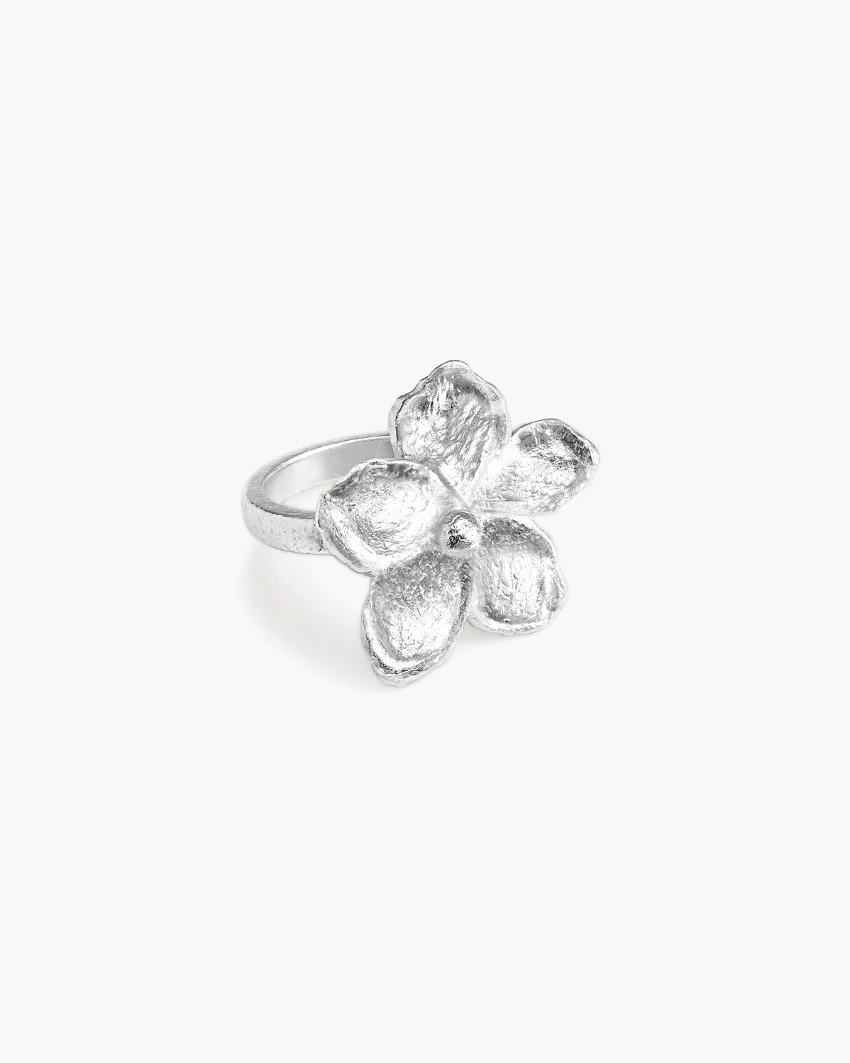 Strukturierter Blumenring in Silber