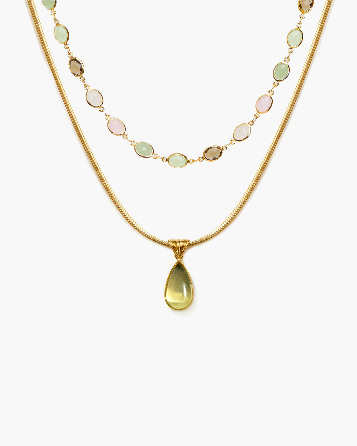 Waterdrop & Whimsical Romance Stone Necklace Set, Waterdrop & Whimsical Romance Stone Necklace Set in Silver - En Route Jewelry