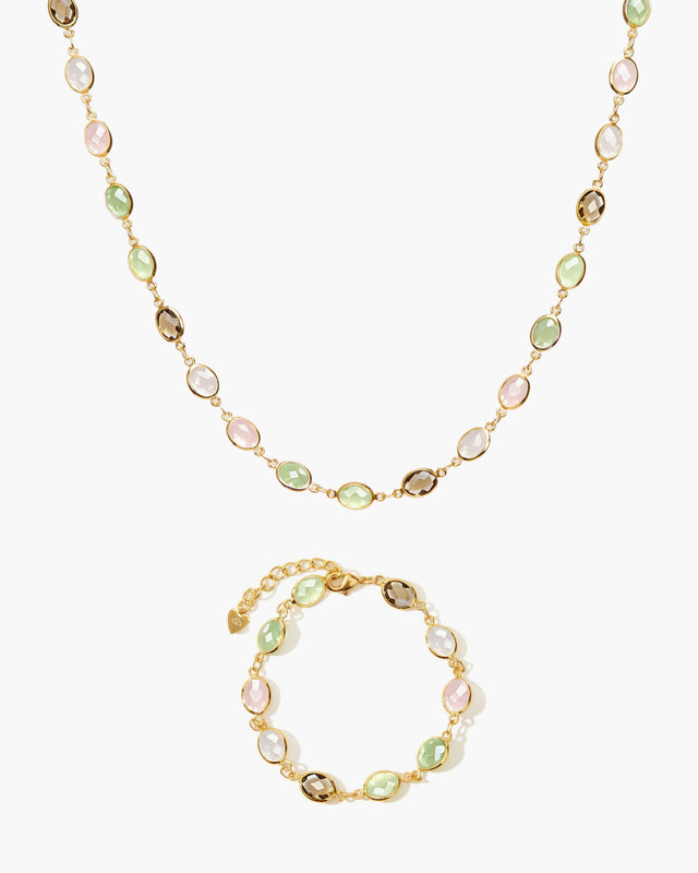 Whimsical Romance Stone Necklace and Bracelet Set