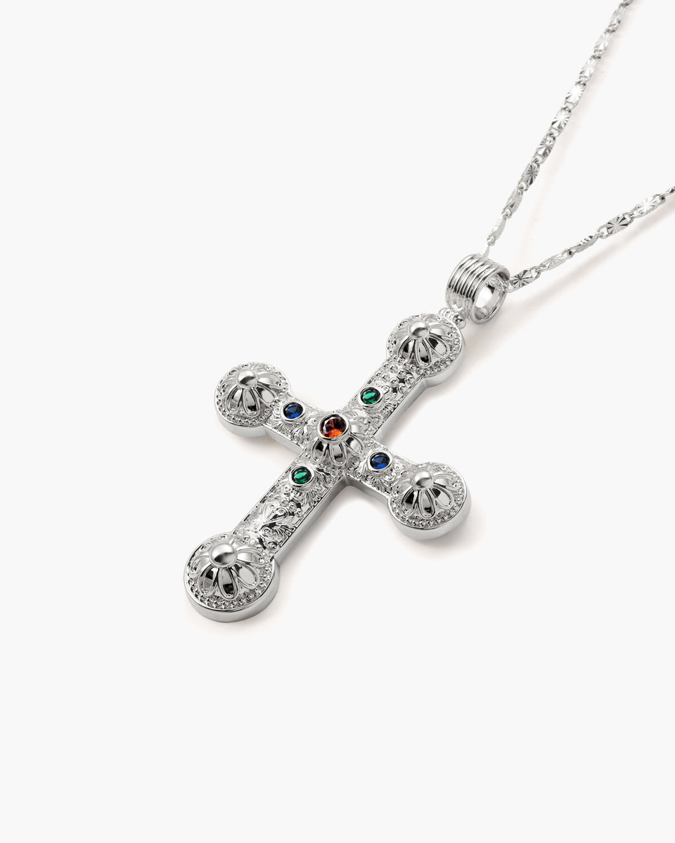 One String Cross Chain XL Cross Chain in Silver | Oversized Street-Style Chain | en route jewelry