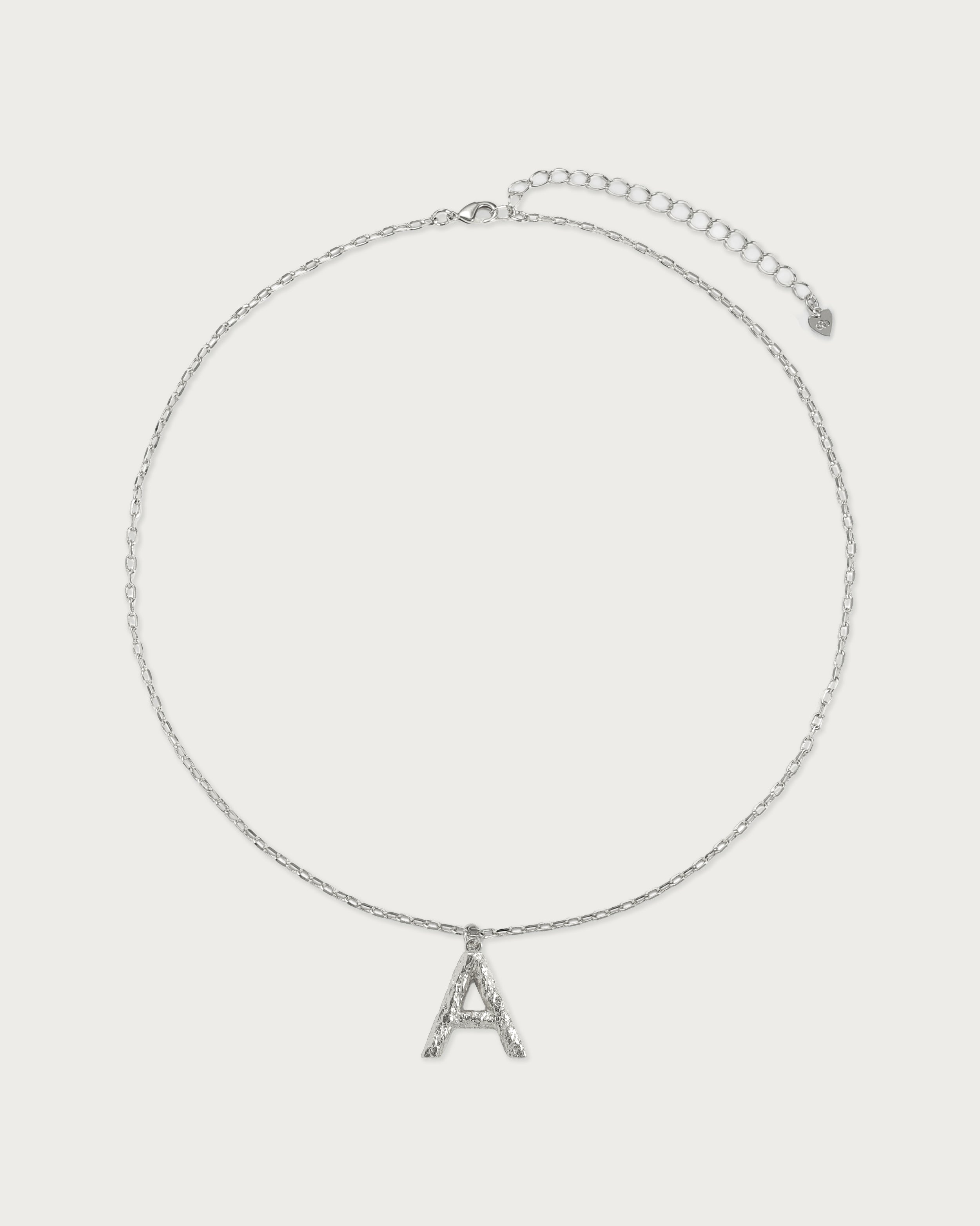 Textured Initial Necklace in Silver