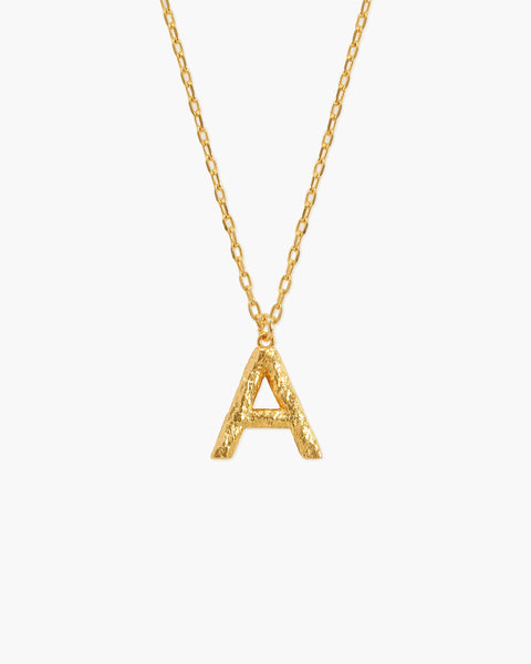 Textured Initial Letter Necklace