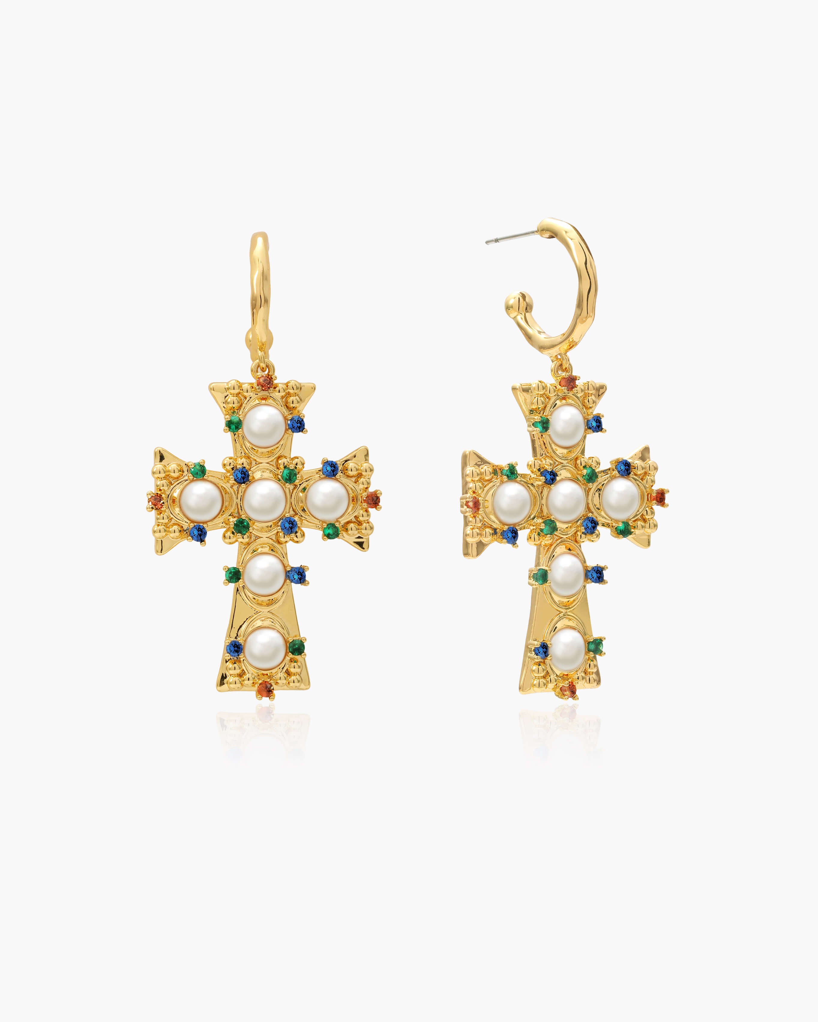 Pendientes de cruz de perla del Amante de Helius