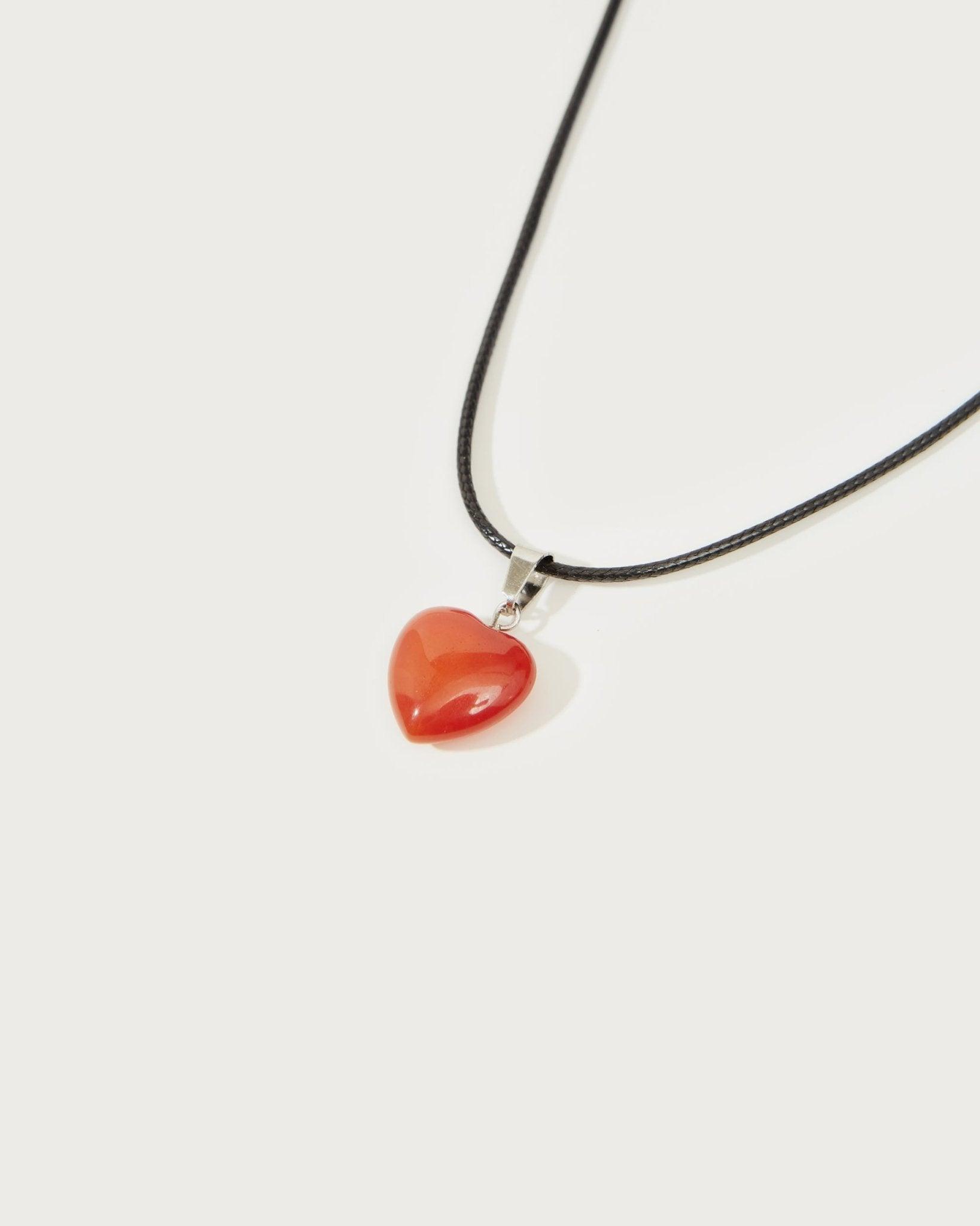 Carnelian Heart Cord Necklace - En Route Jewelry