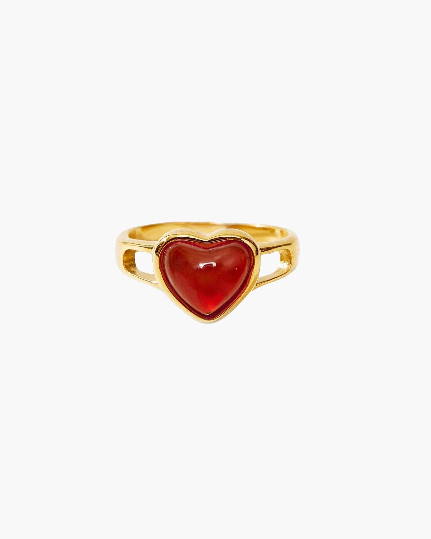 Carnelian Heart Ring - En Route Jewelry