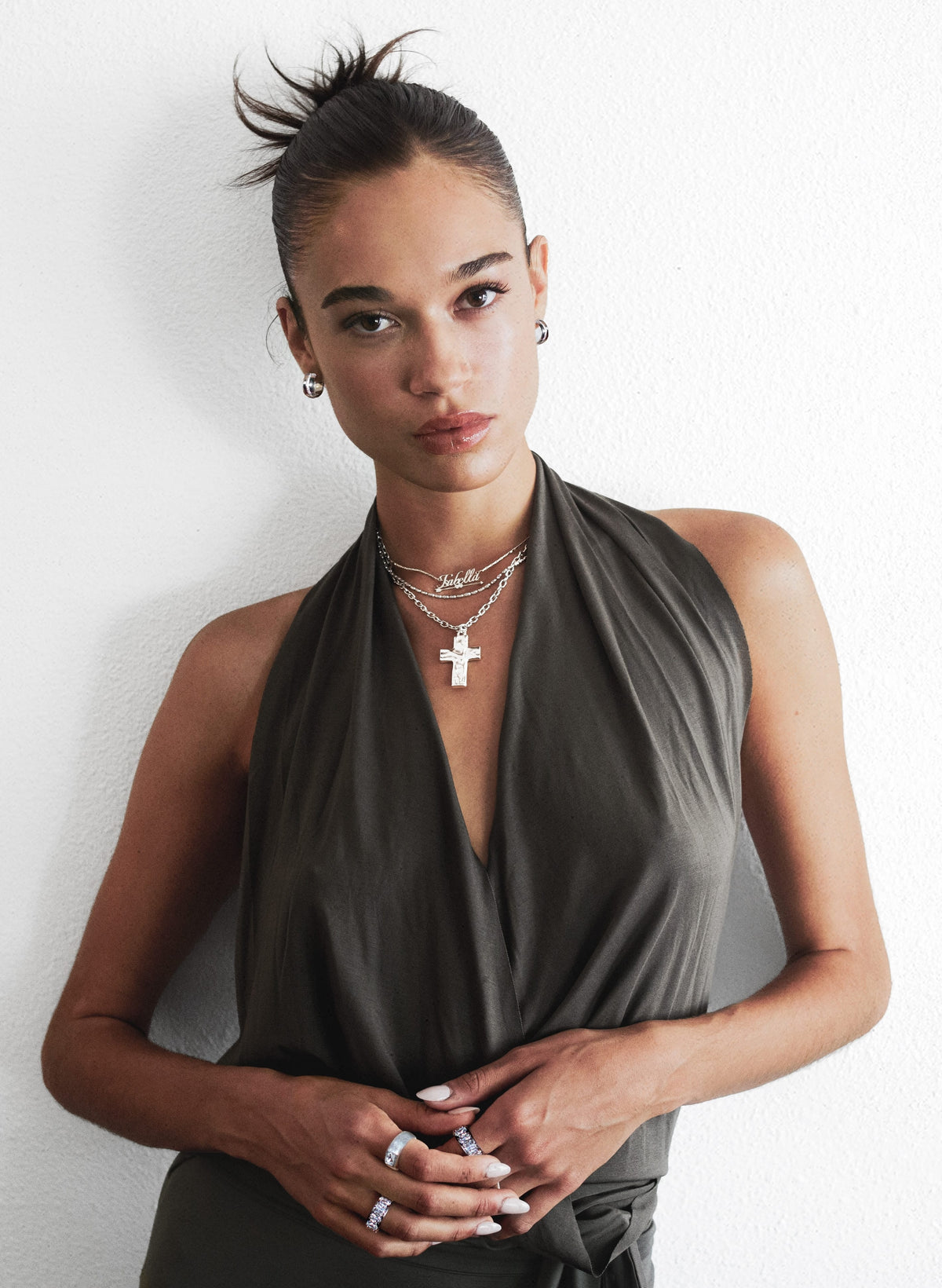 Collana con croce iconica in argento