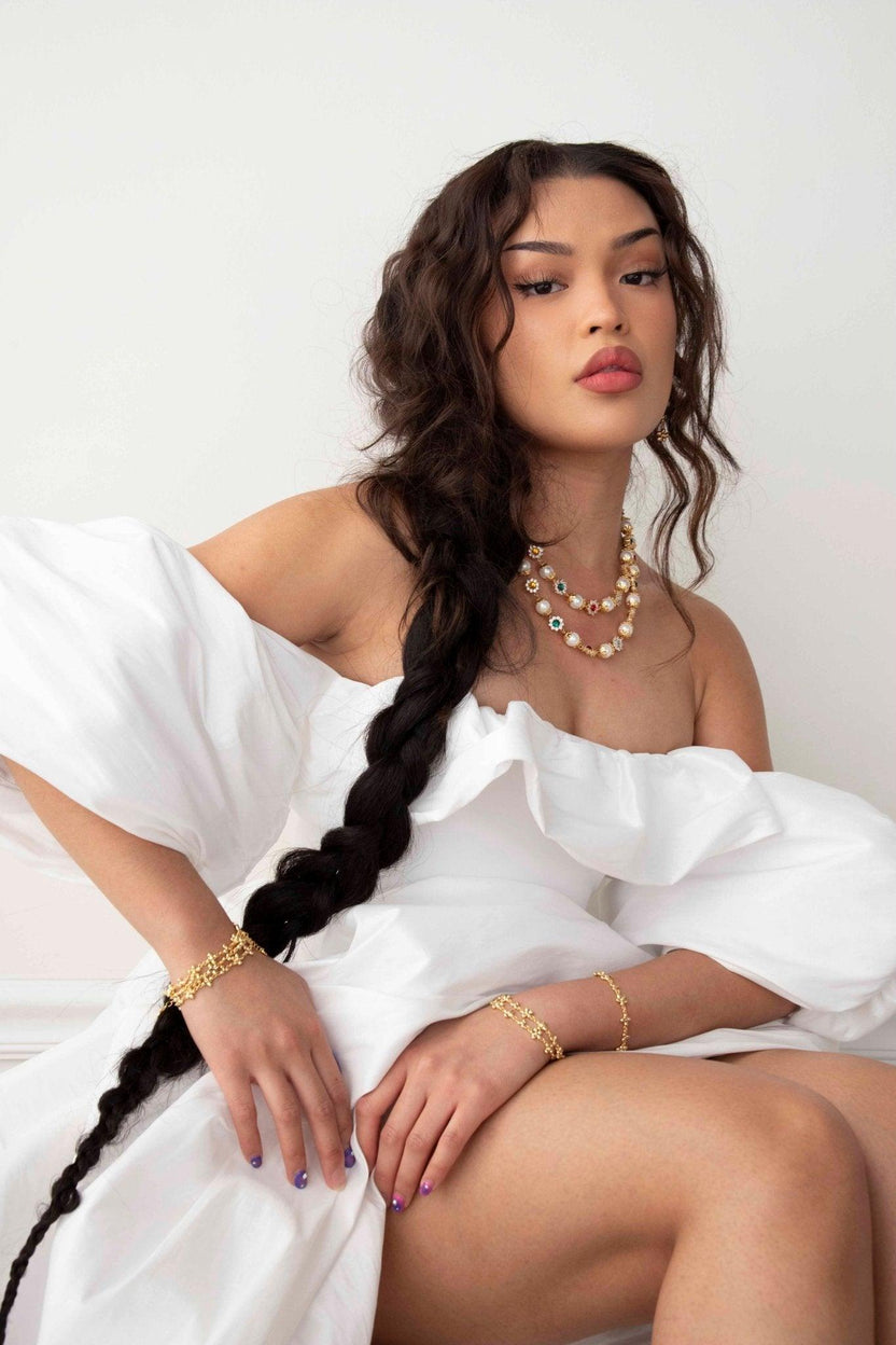 Set Of Daisy Pearl Bracelets