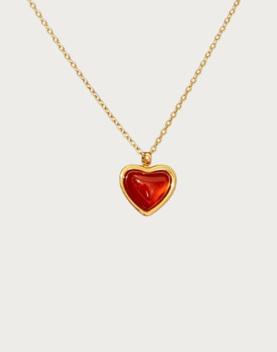 Carnelian Stone Heart Halskette