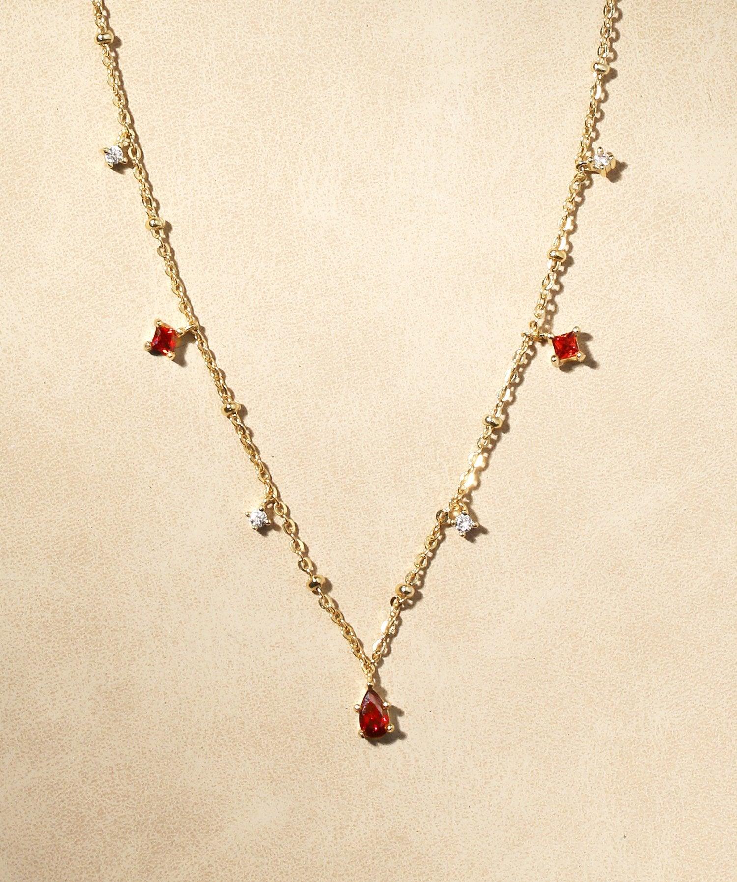 Elysee Necklace in Garnet Red - En Route Jewelry