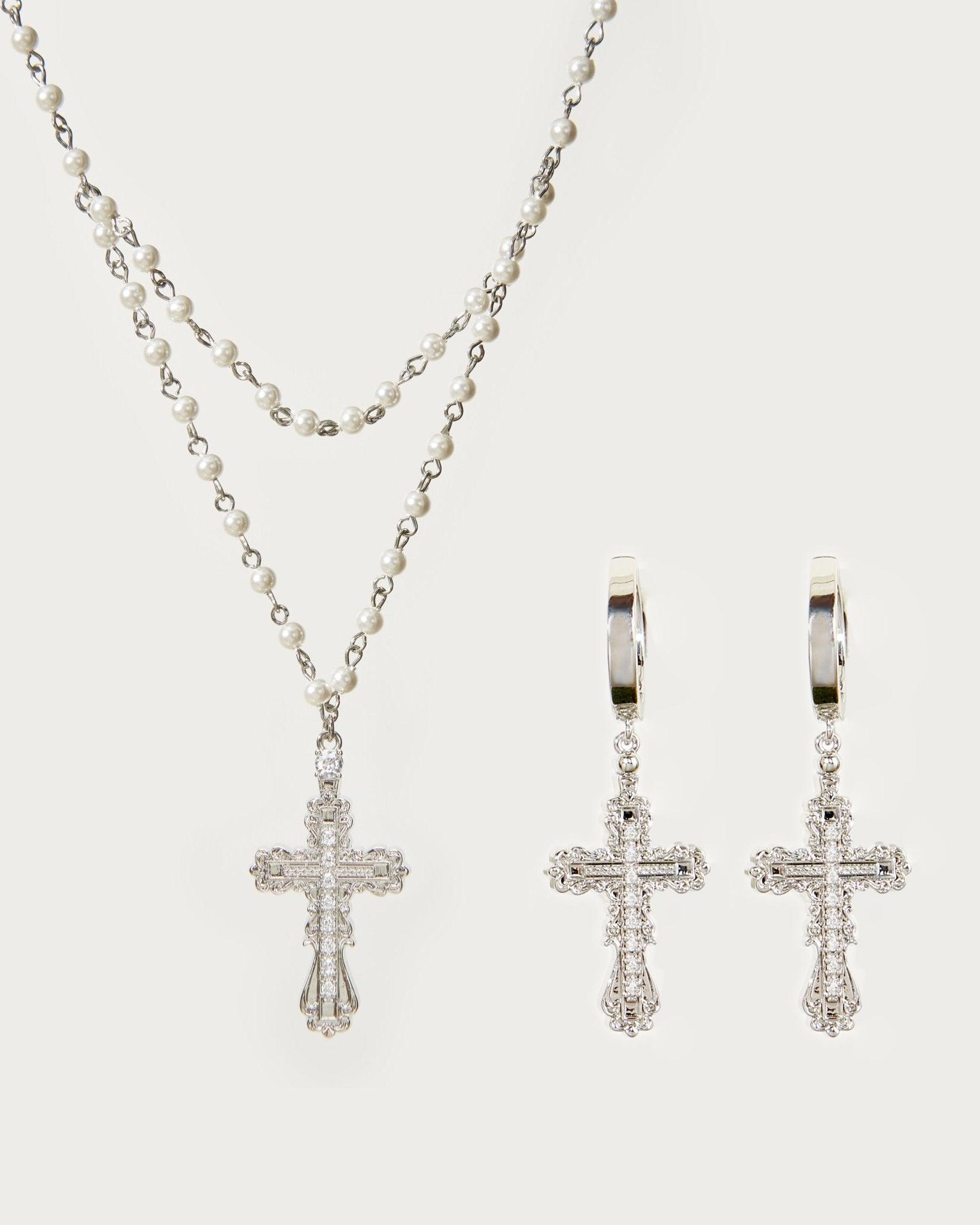 Everette Cross Set in Gold - En Route Jewelry