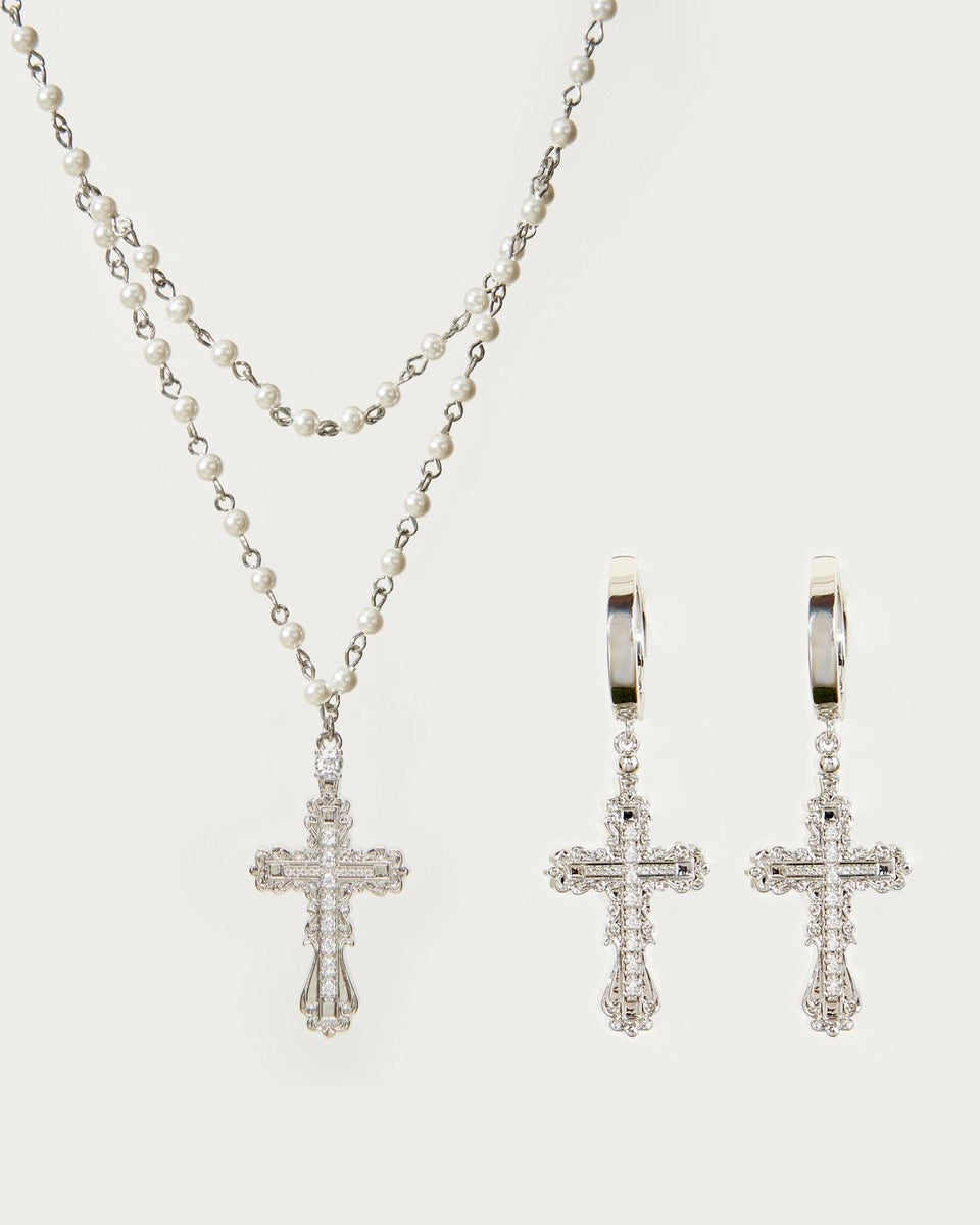 Everette Cross Set in Gold | En Route Jewelry