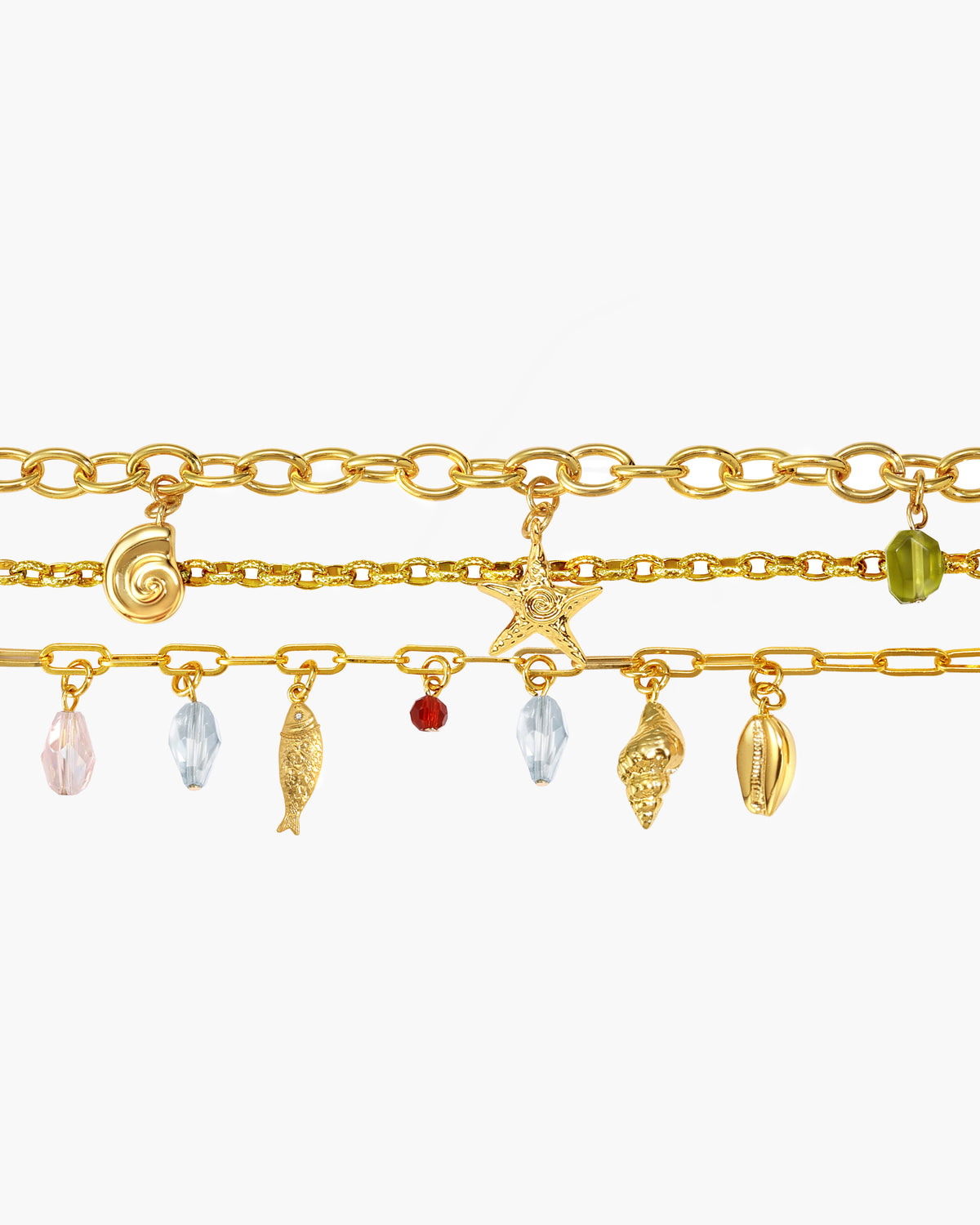 Multi-Charm-Armband „Coral Dancer“ in Gold