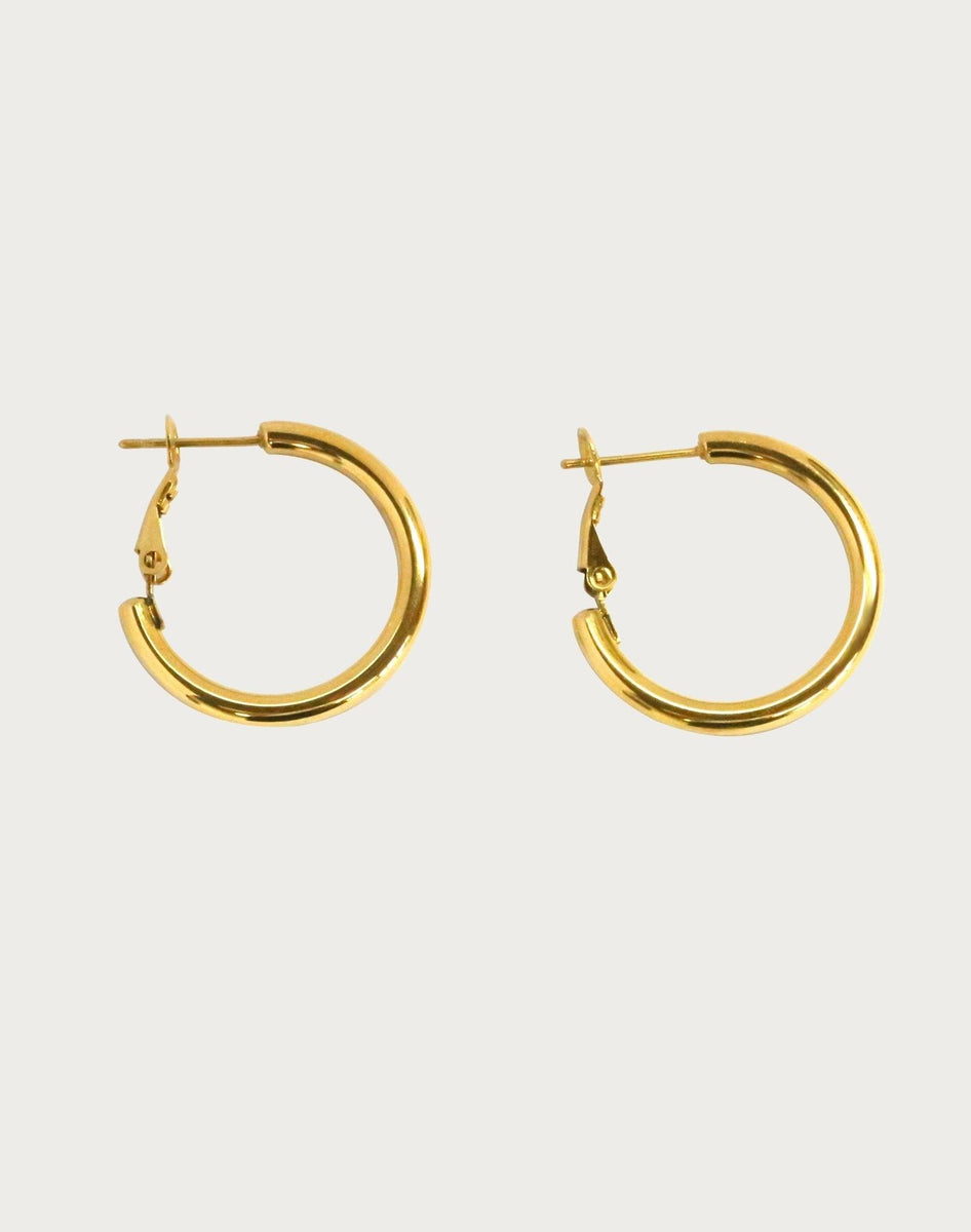 Gold 30mm Endless Hoop Earrings En Route Jewelry