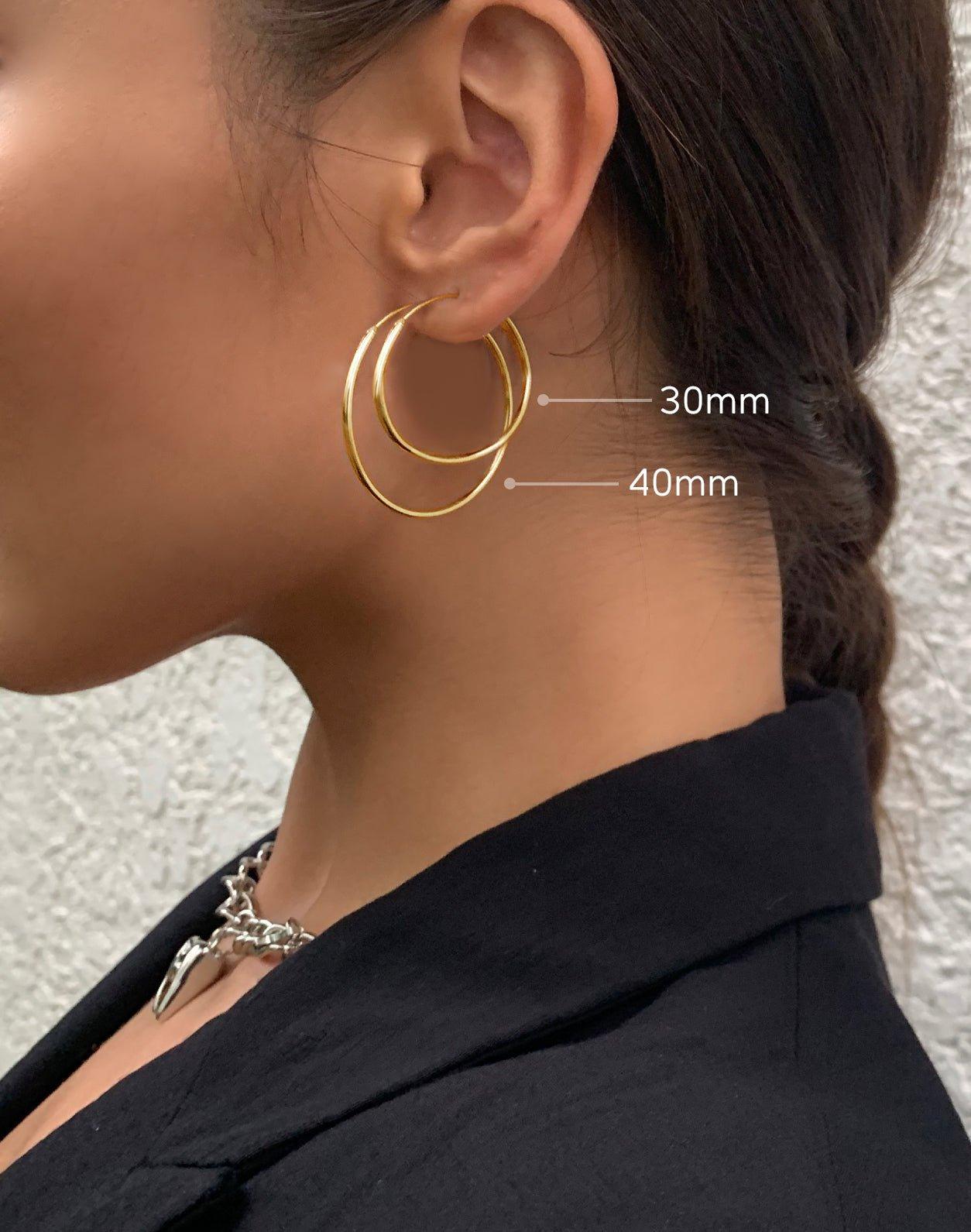 Gold 30mm Skinny Hoop Earrings - En Route Jewelry