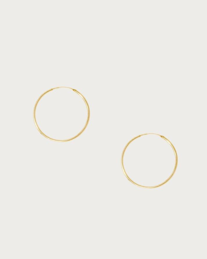 Gold 30mm Skinny Hoop Earrings - En Route Jewelry