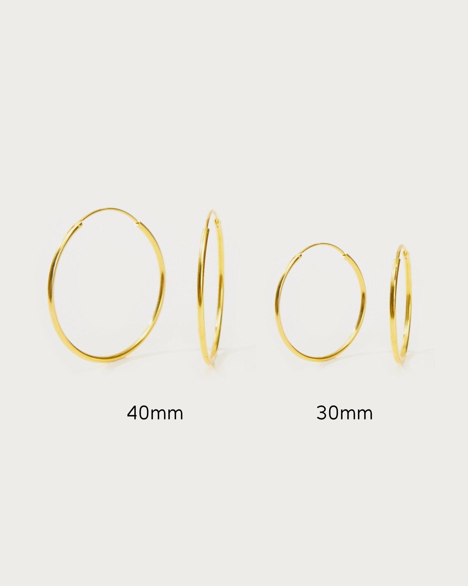 Gold 30mm Skinny Hoop Earrings - En Route Jewelry