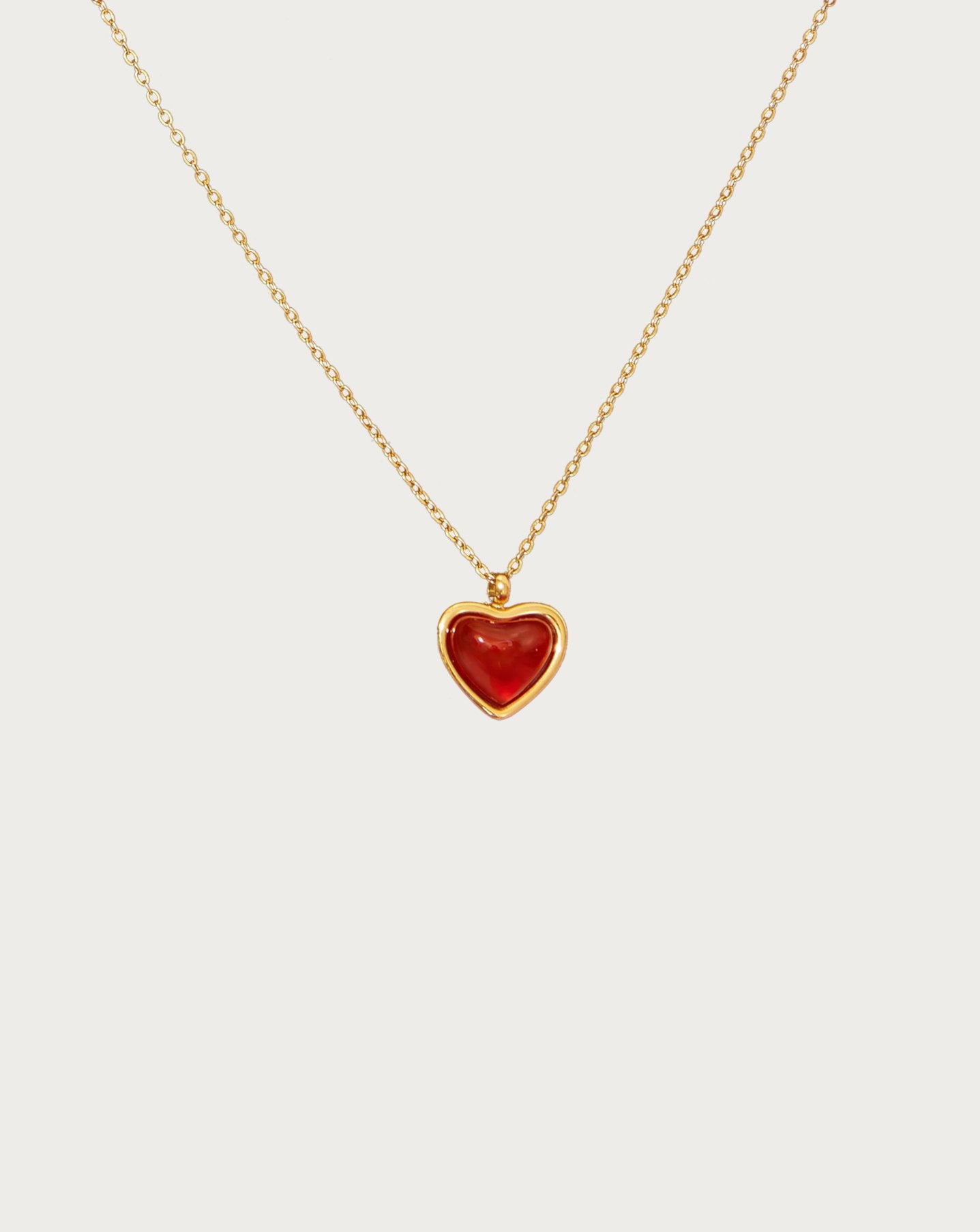 Carnelian Stone Heart Collar in Silver