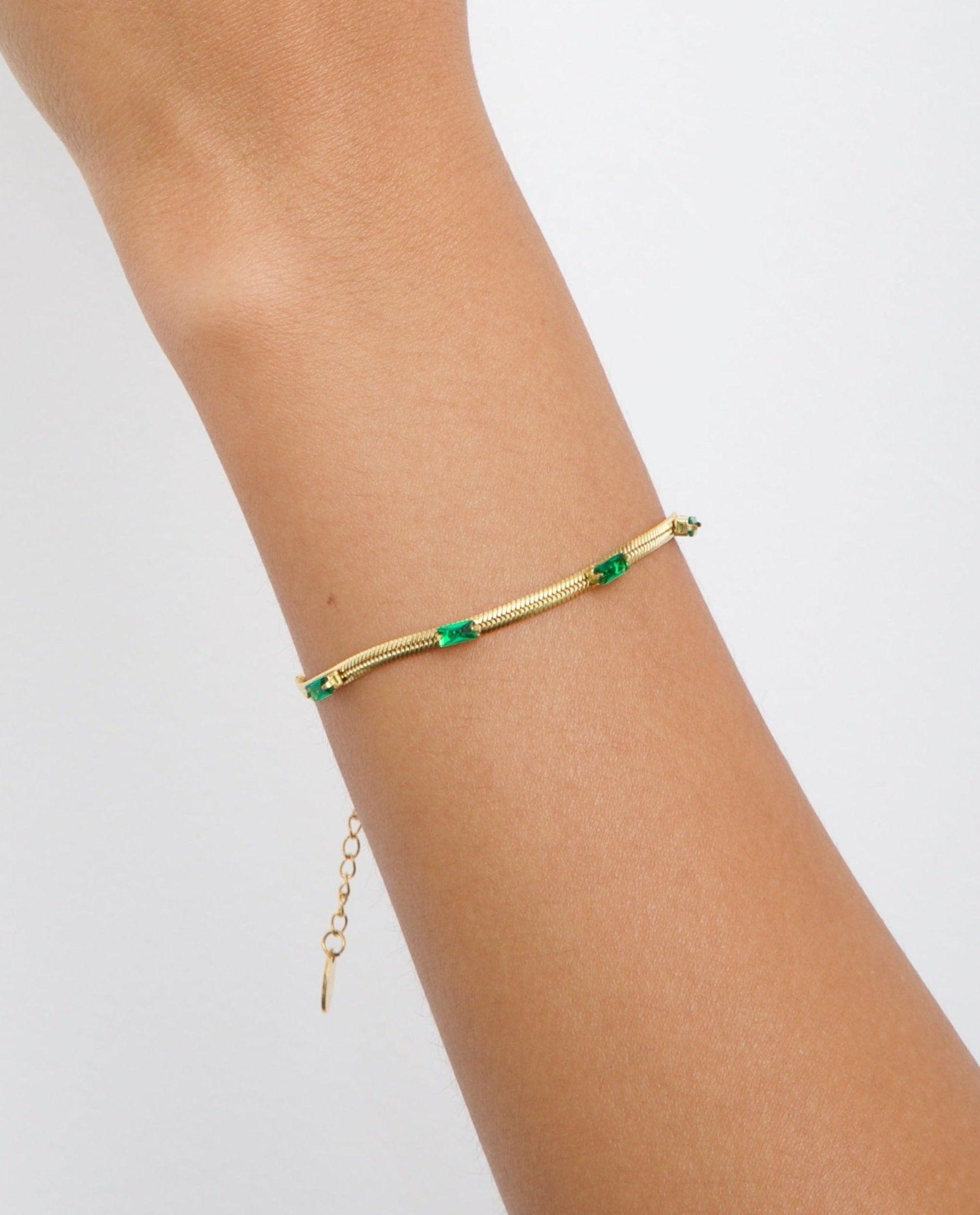 Green Herringbone Bracelet - En Route Jewelry