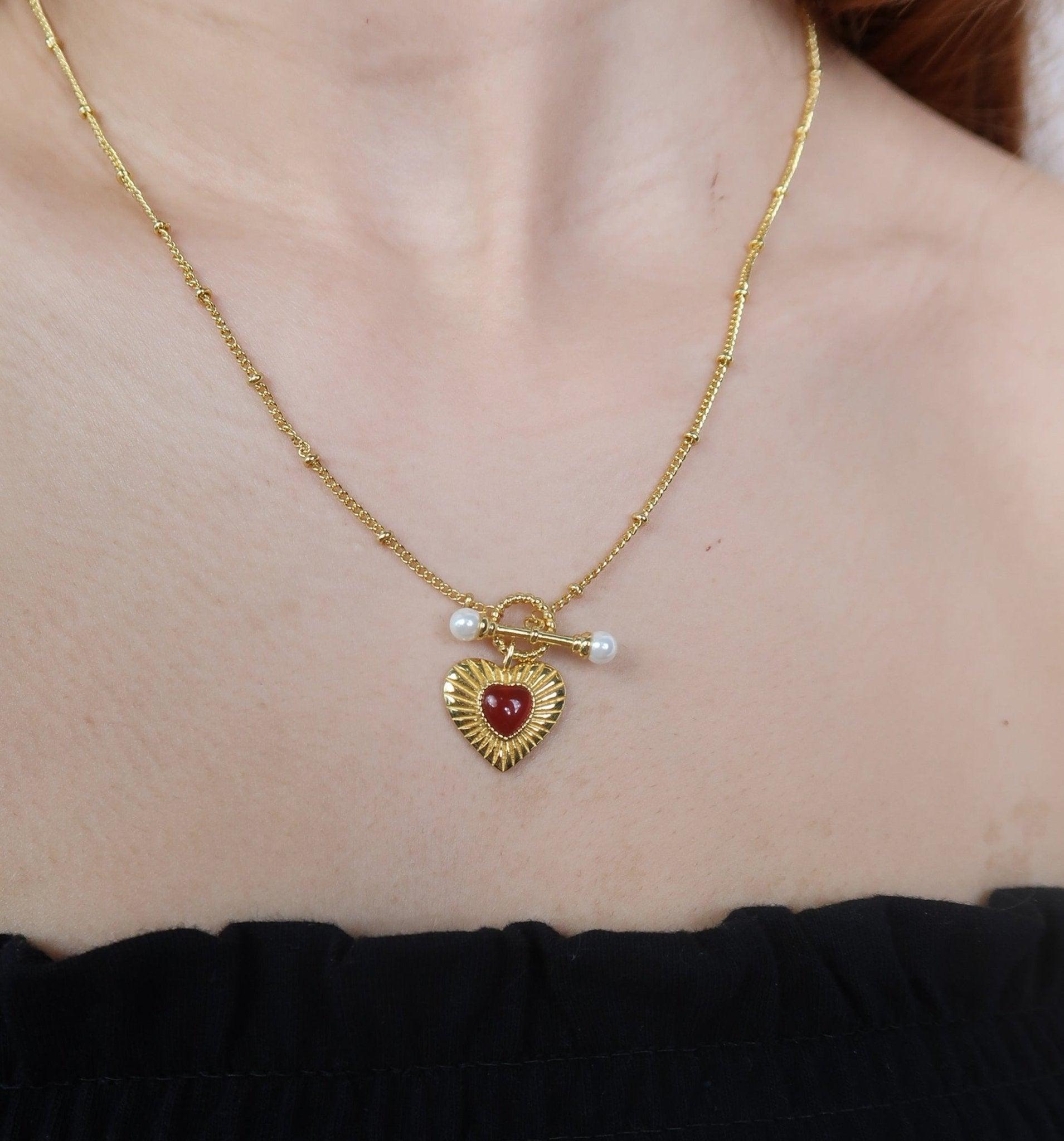 Helena Carnelian Heart Necklace - En Route Jewelry