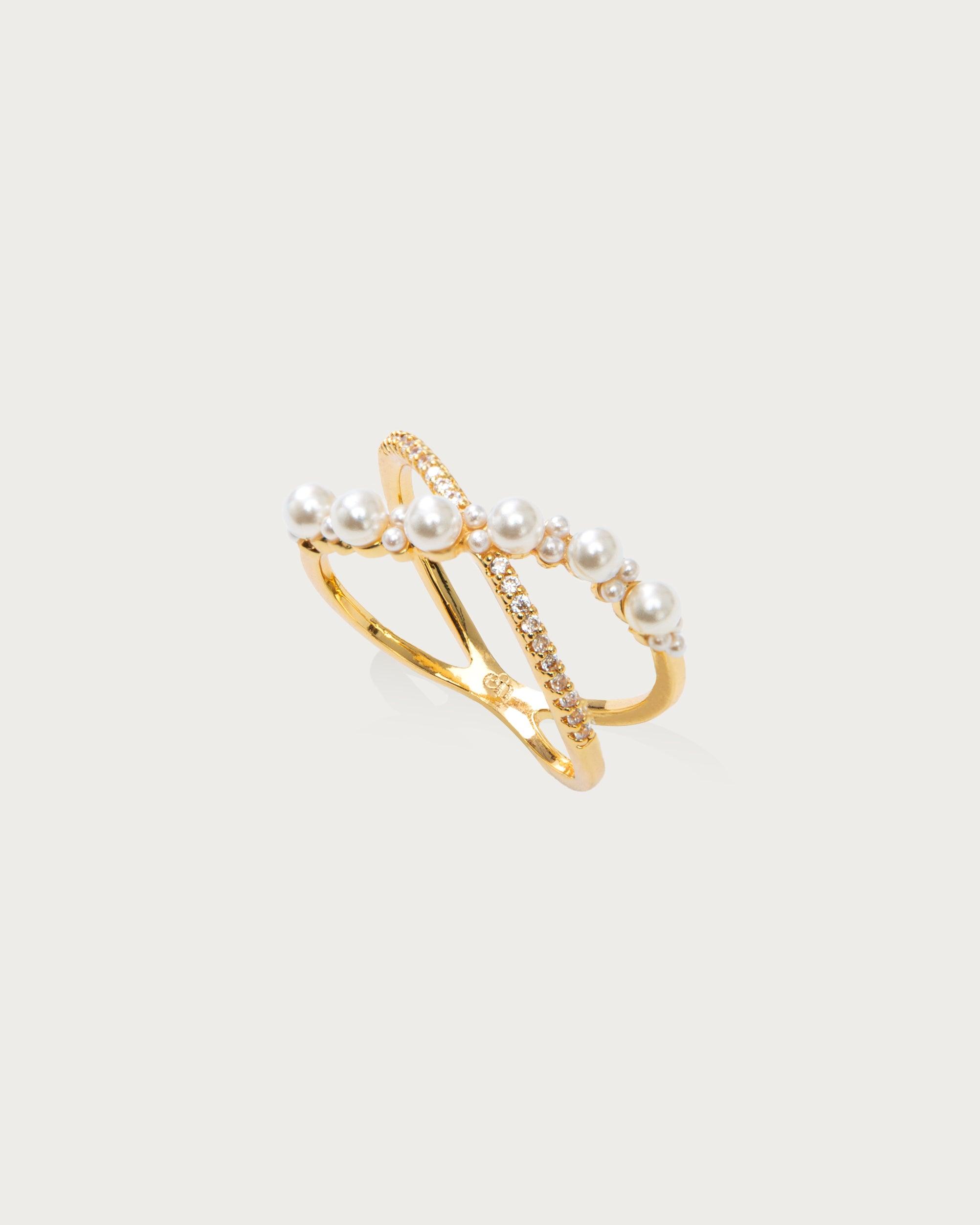 Infinity Crossover Pearl Ring - En Route Jewelry