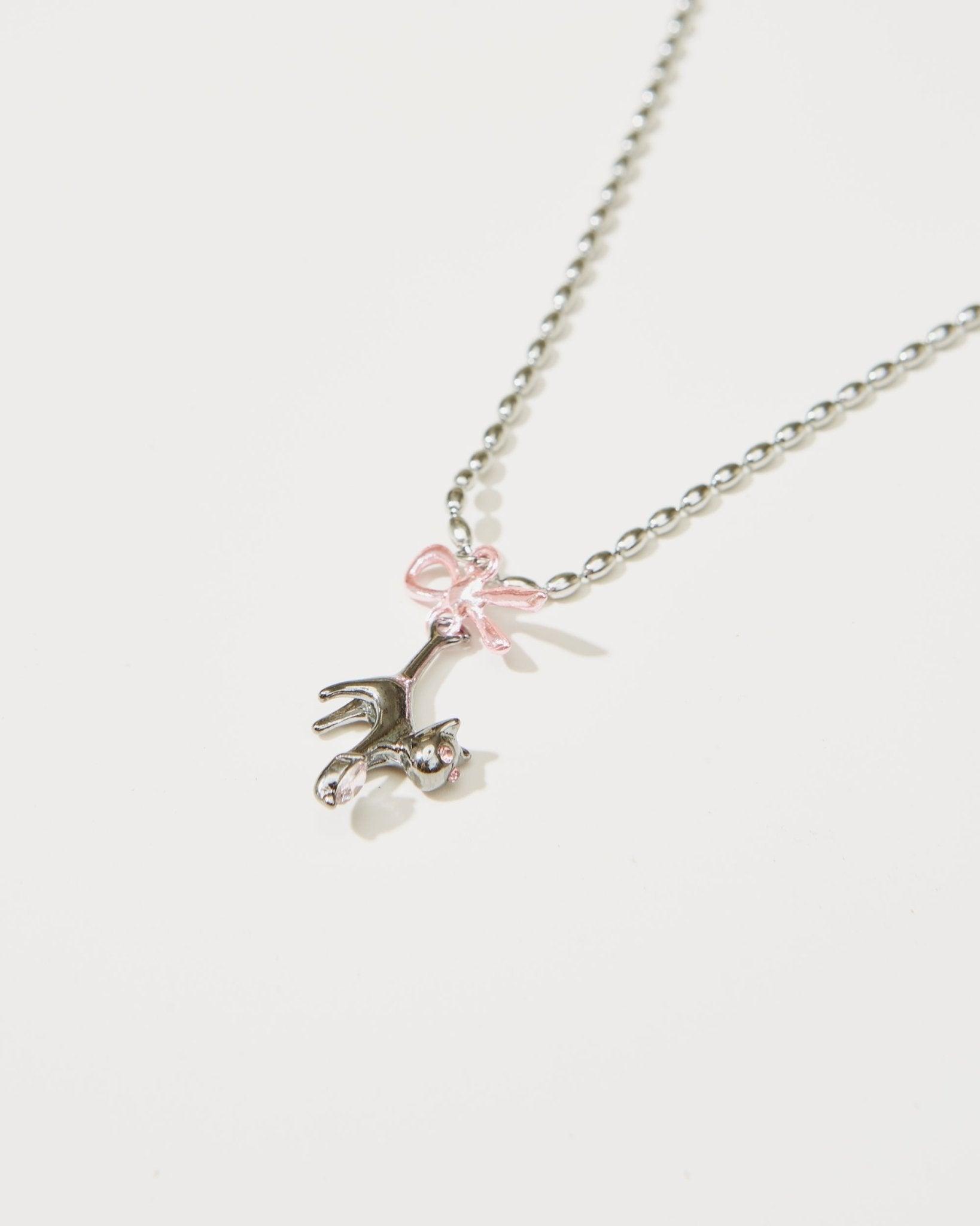 Kitty Pink Bow Necklace - En Route Jewelry