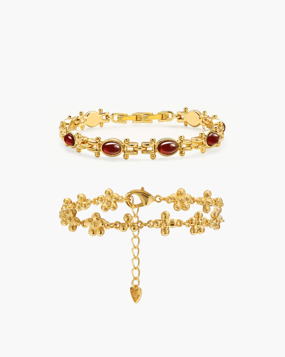 Tess's Treasure Carnelian & Daisy Molecule Bracelet Set - En Route Jewelry