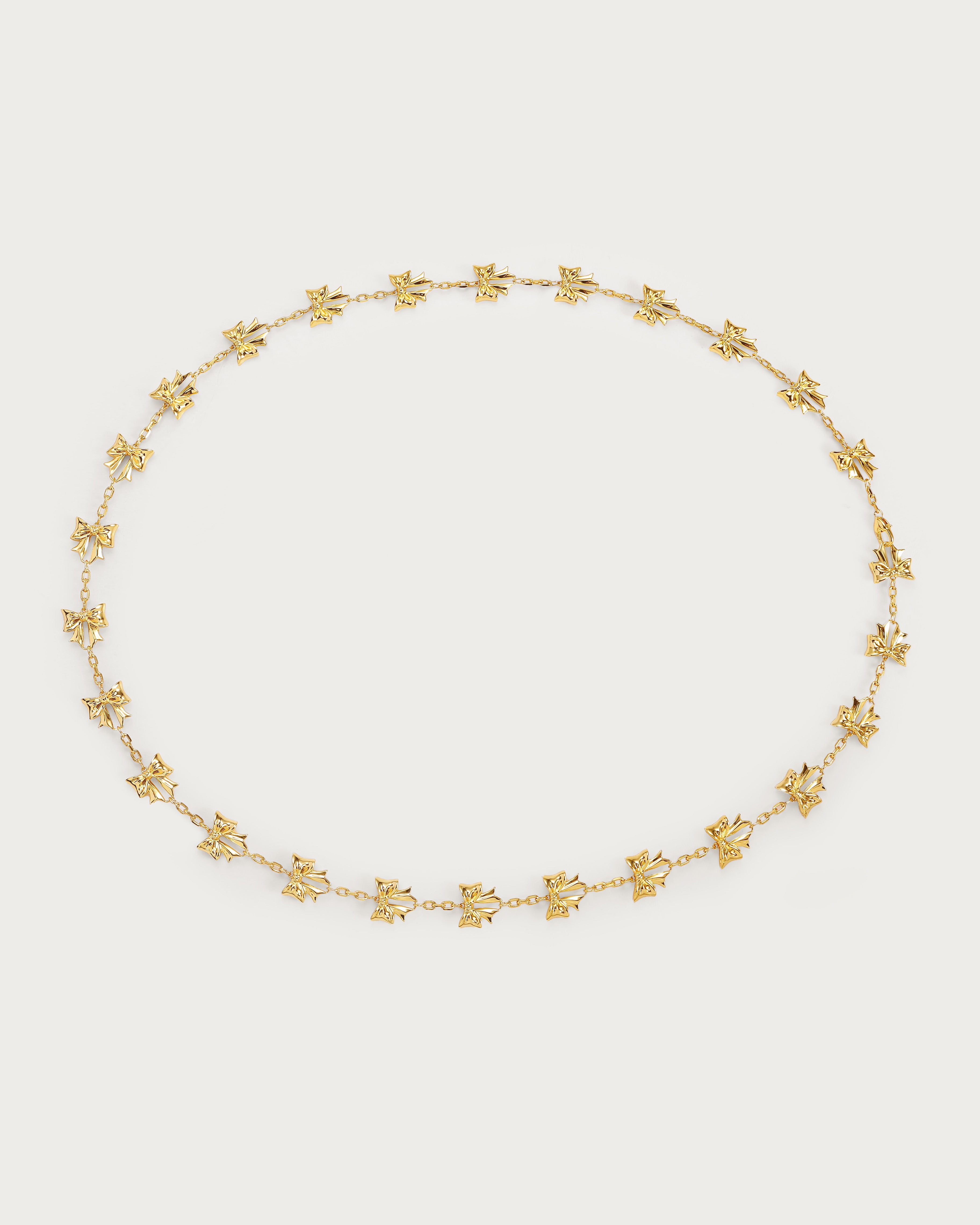 Bow Lariat Long Necklace in Gold