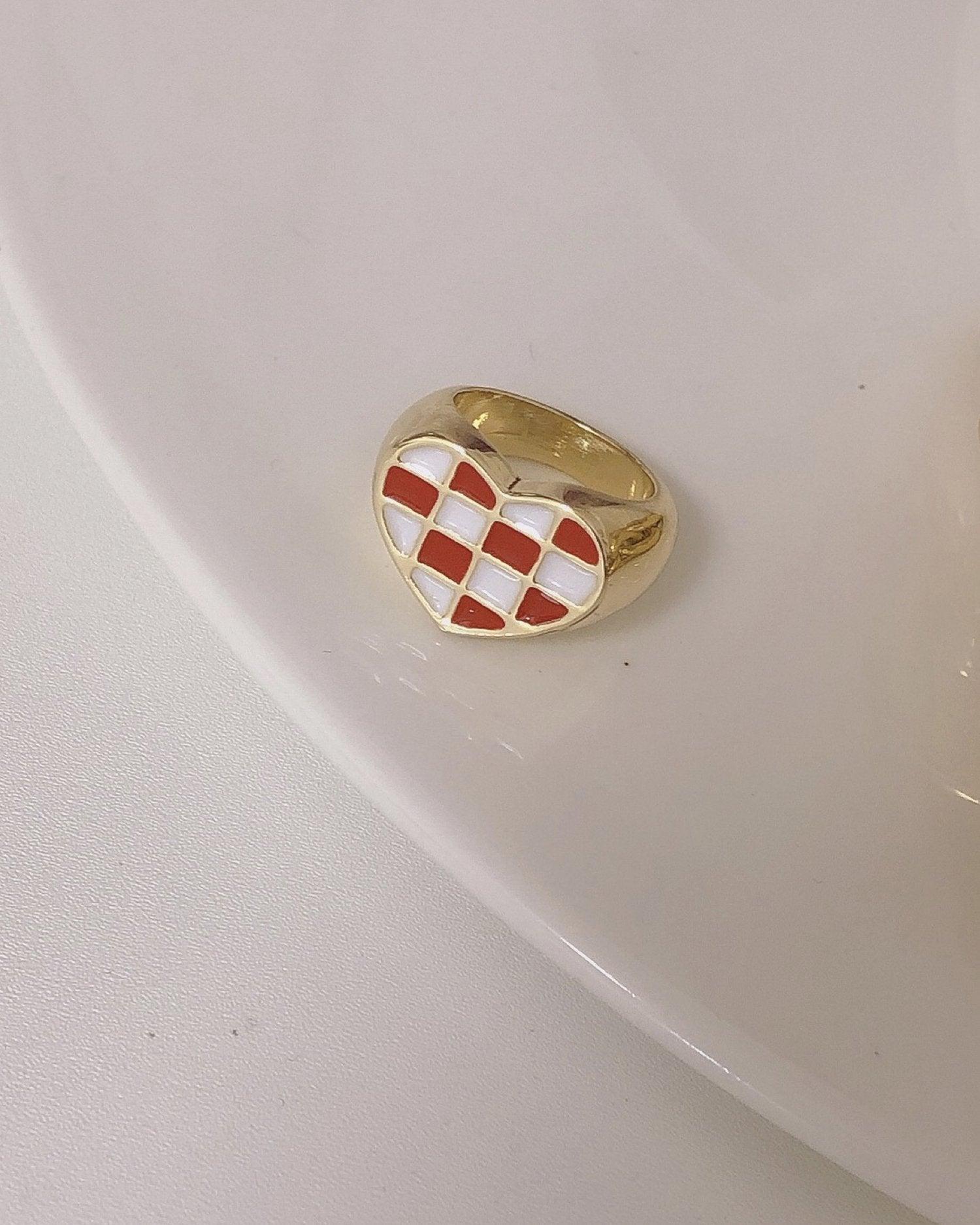 Red Checker Ring - En Route Jewelry