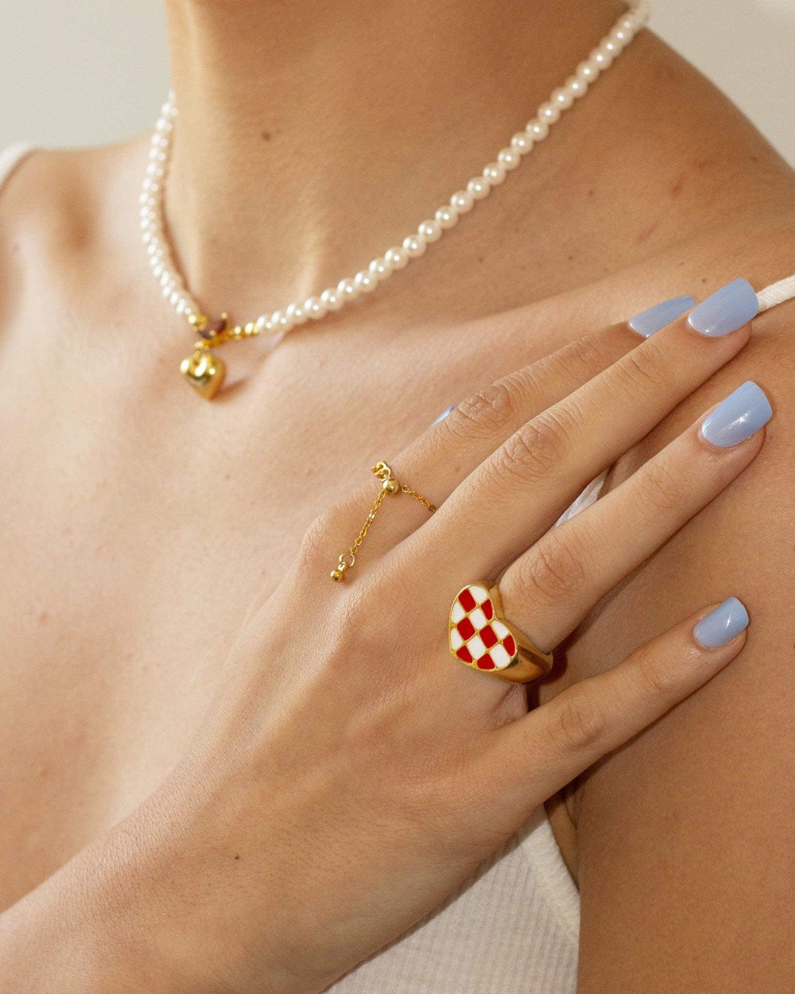 Red Checker Ring - En Route Jewelry