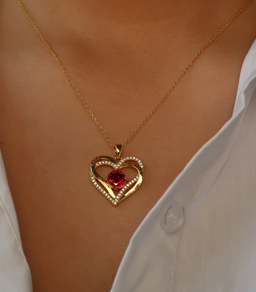 Best Mama Red Heart Collier