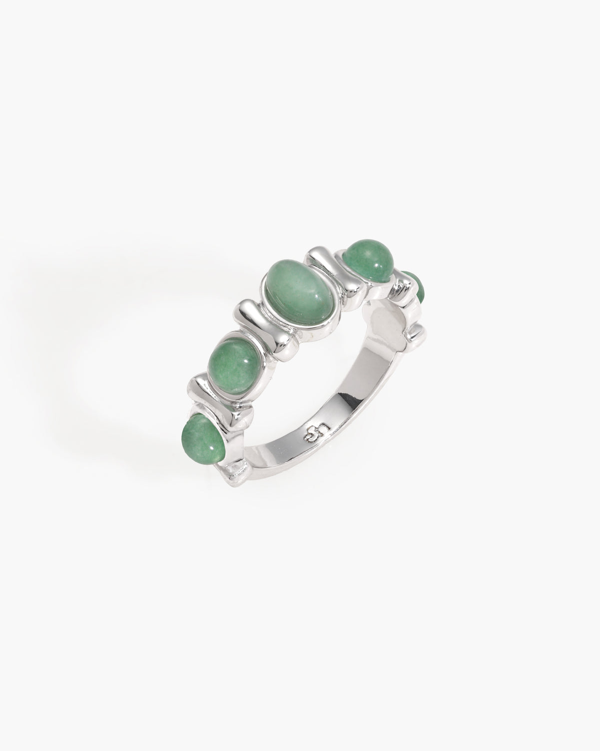 Green Aventurine Band Ring in Silver - En Route Jewelry