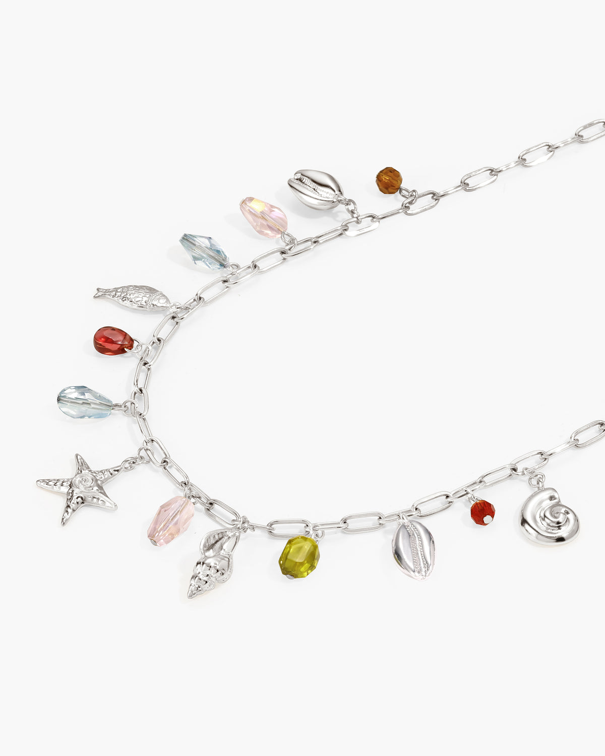 Collana Choker con ciondoli multipli Coral Dancer in argento argentato