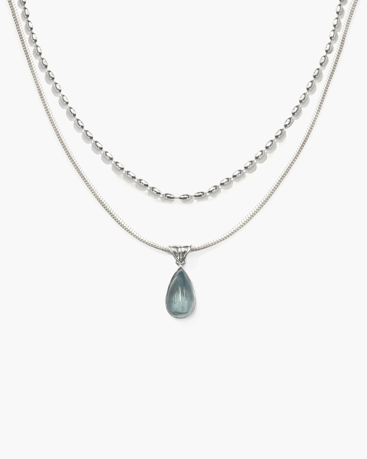 Waterdrop Necklace, Waterdrop Necklace in Marine Blue - En Route Jewelry