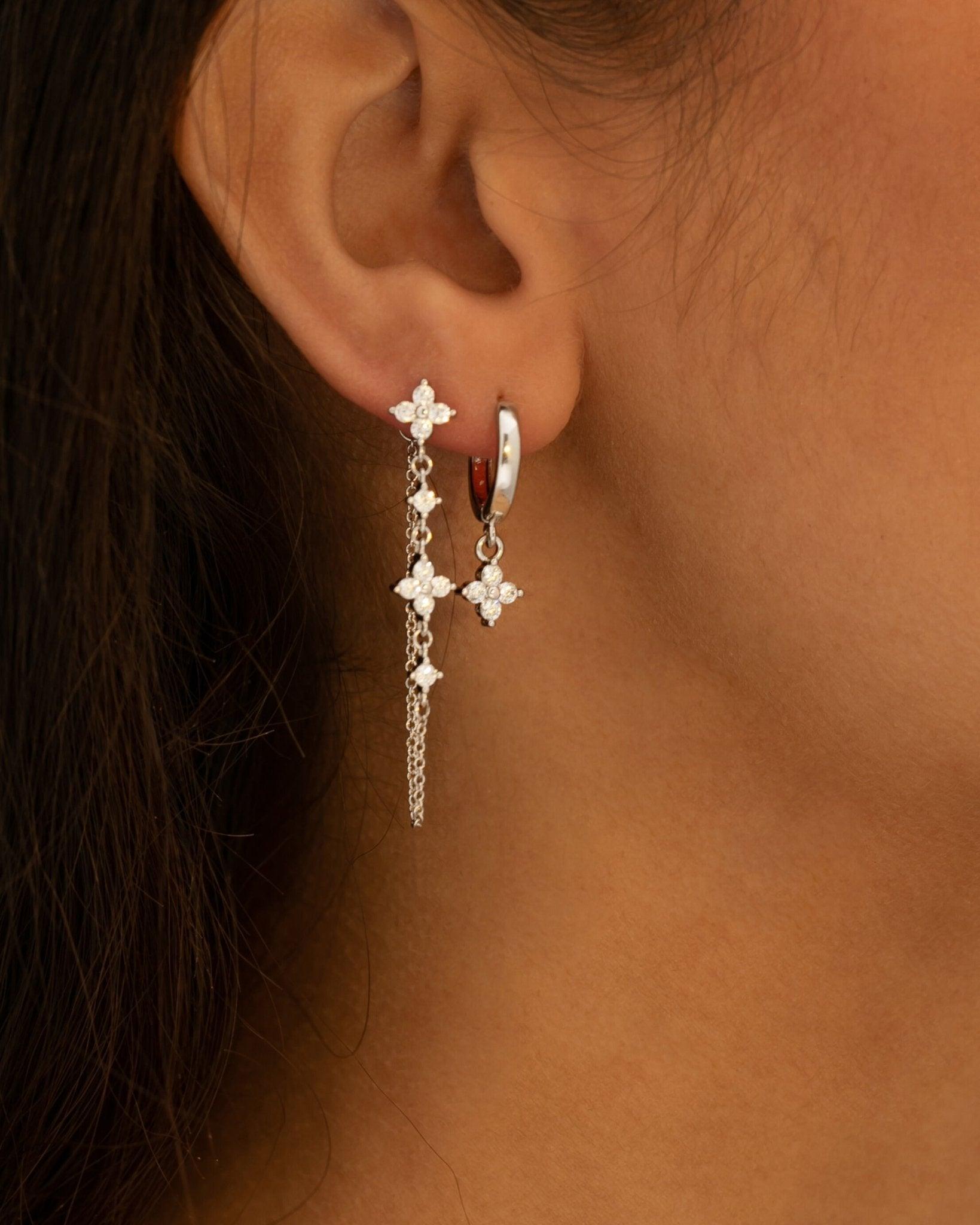 Silver Clover Drop Earrings - En Route Jewelry