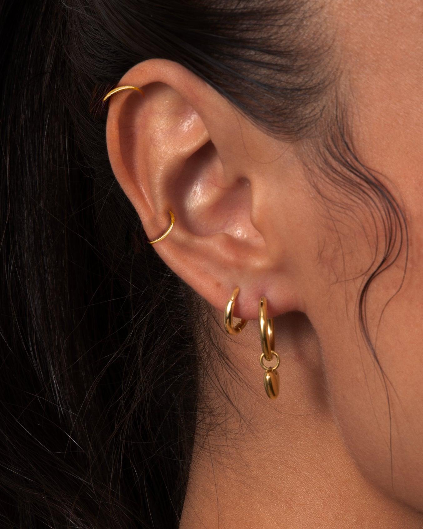 Single Mini Hoop Helix Earring in Gold - En Route Jewelry