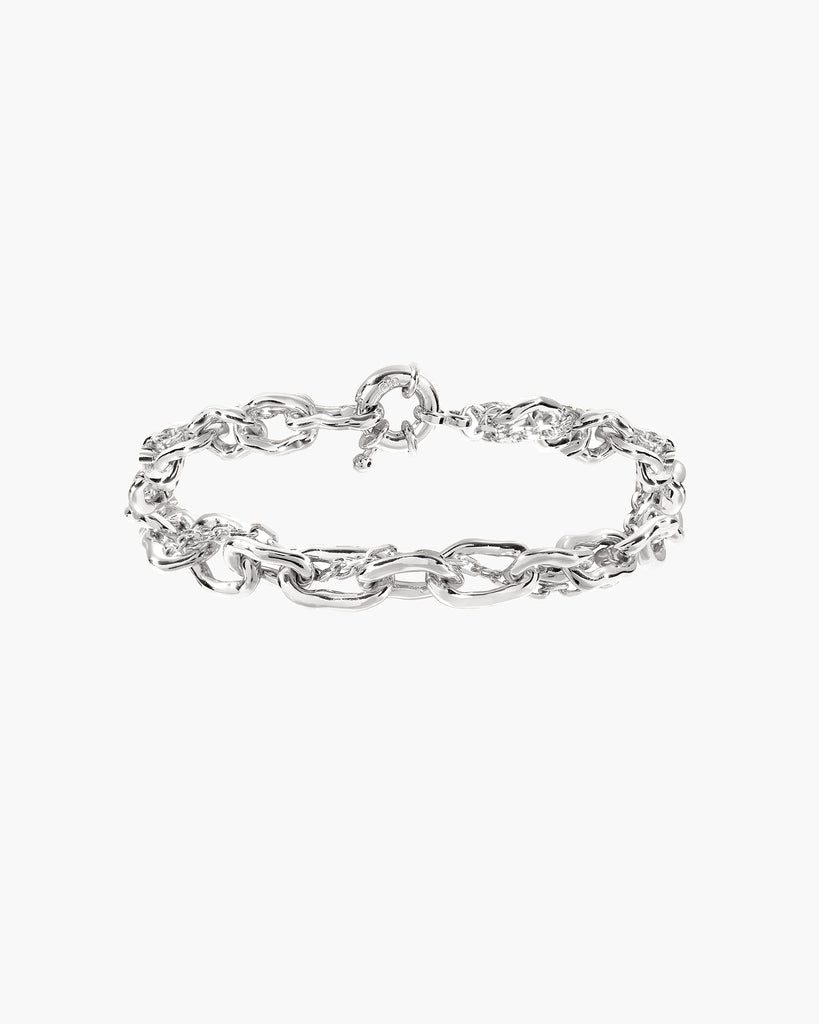 Molten Dual Chain Bracelet in Silver | Perfect for Layering | en