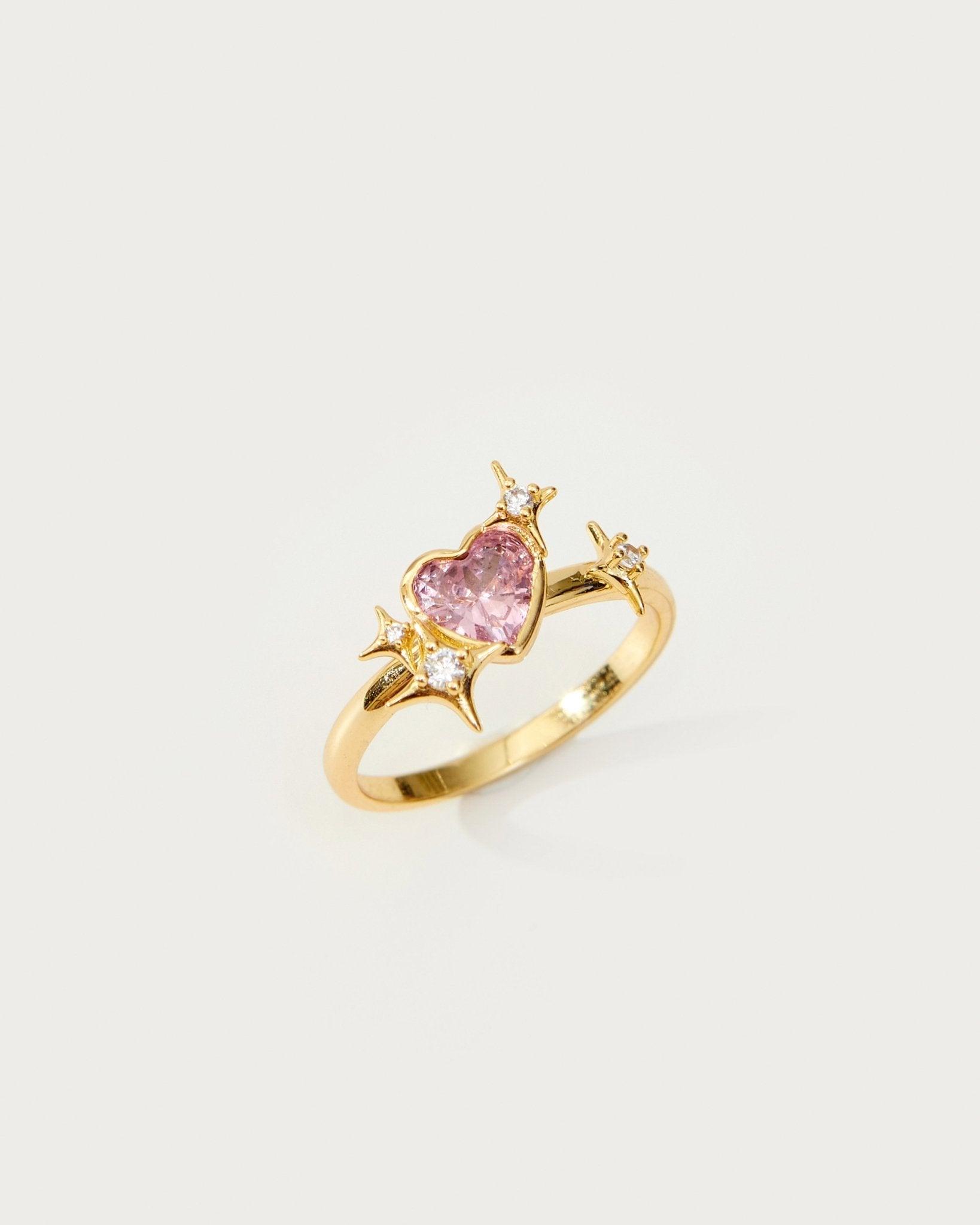 Sparkle Heart Ring in Gold - En Route Jewelry