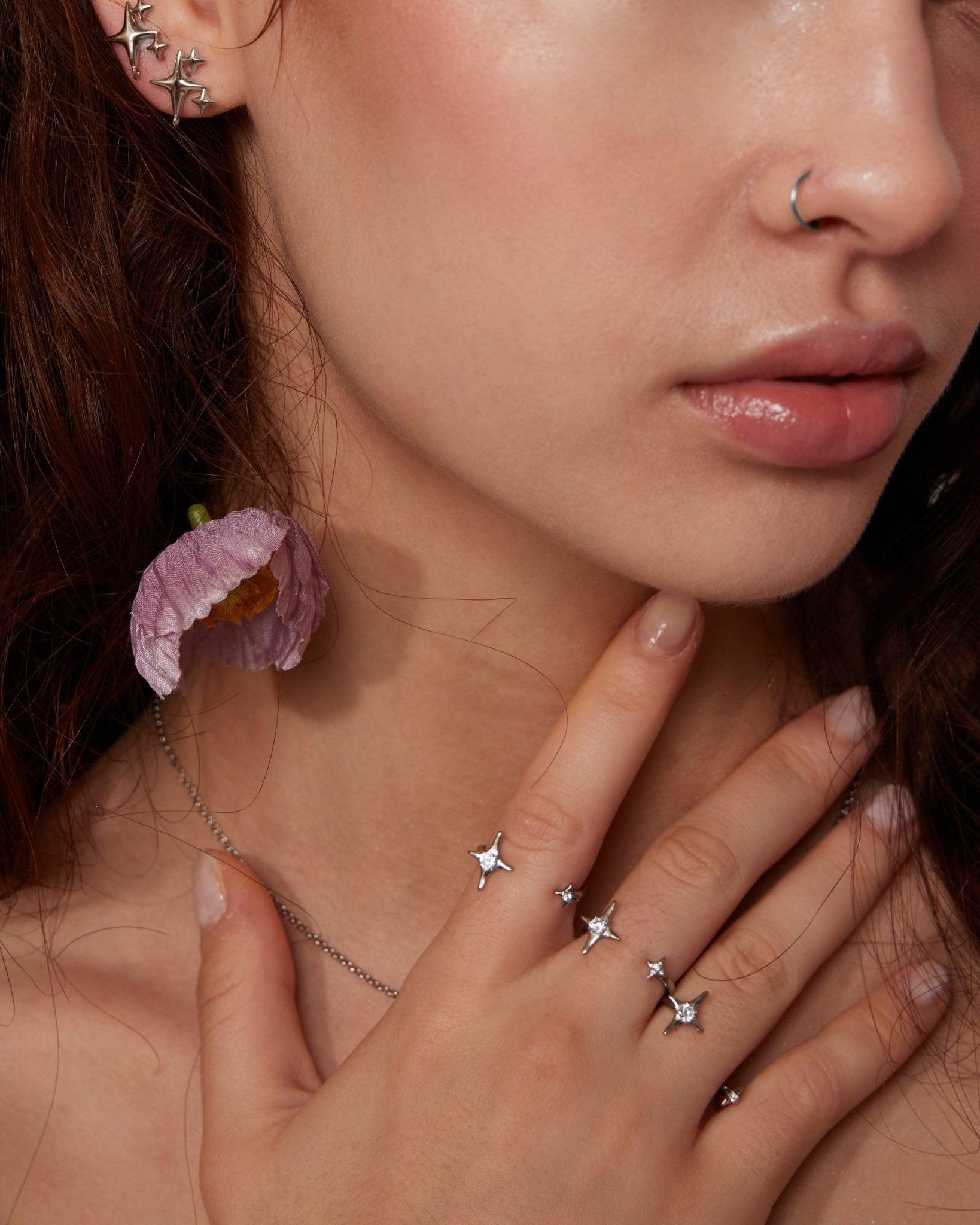 Sparkle Stud Earrings in Silver - En Route Jewelry