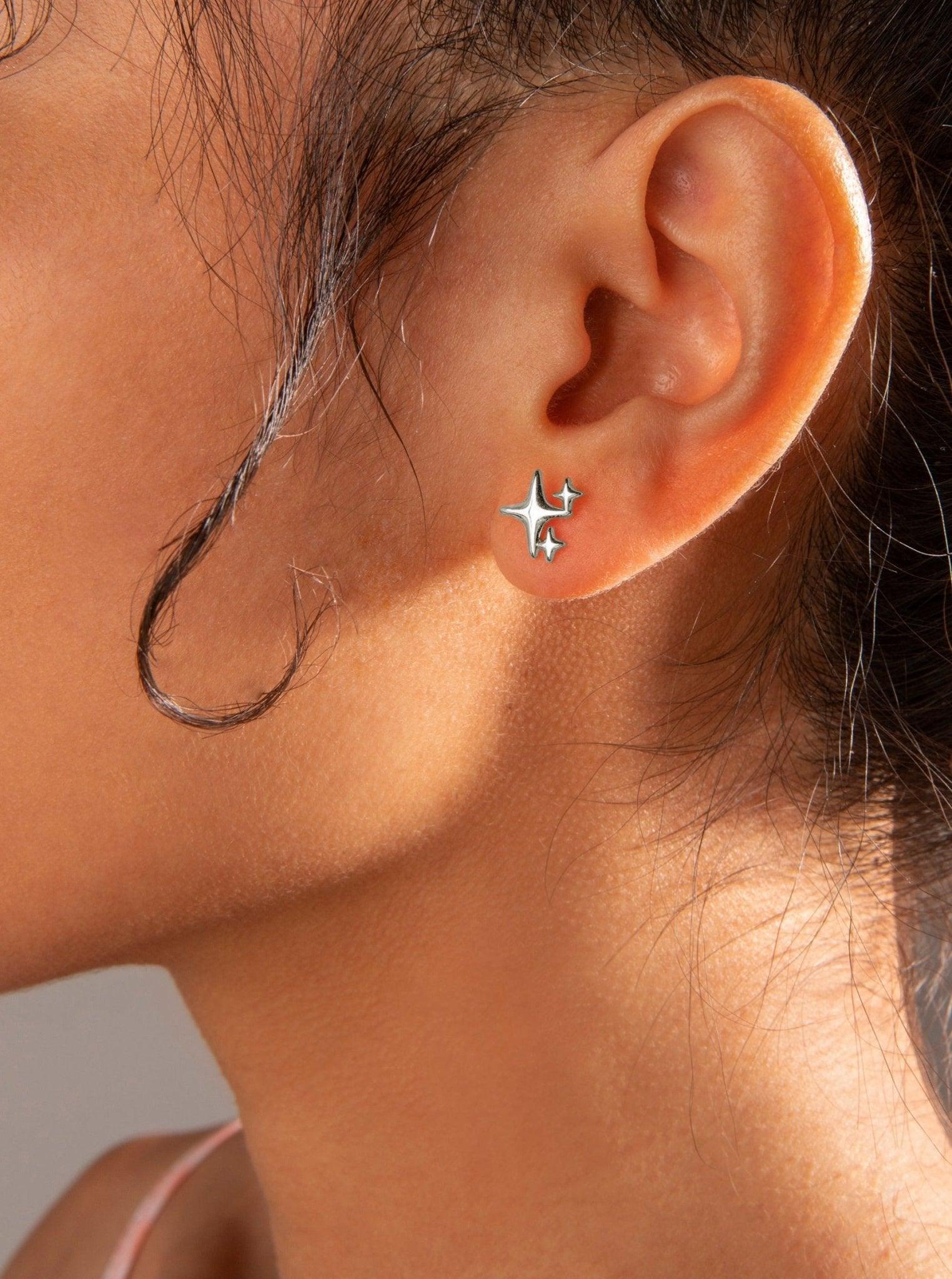 Sparkle Stud Earrings in Silver - En Route Jewelry