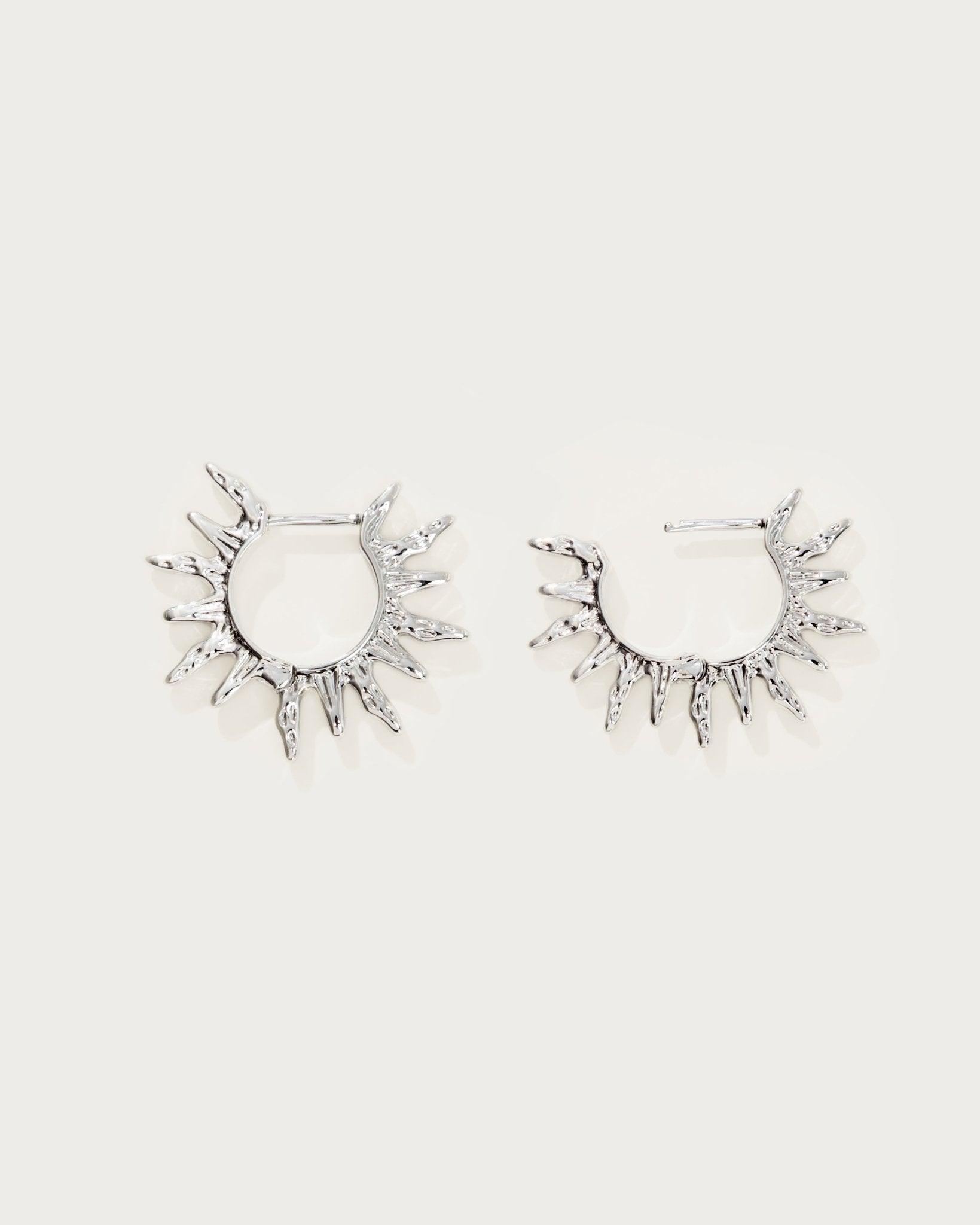 Sun Hoop Earrings in Silver - En Route Jewelry