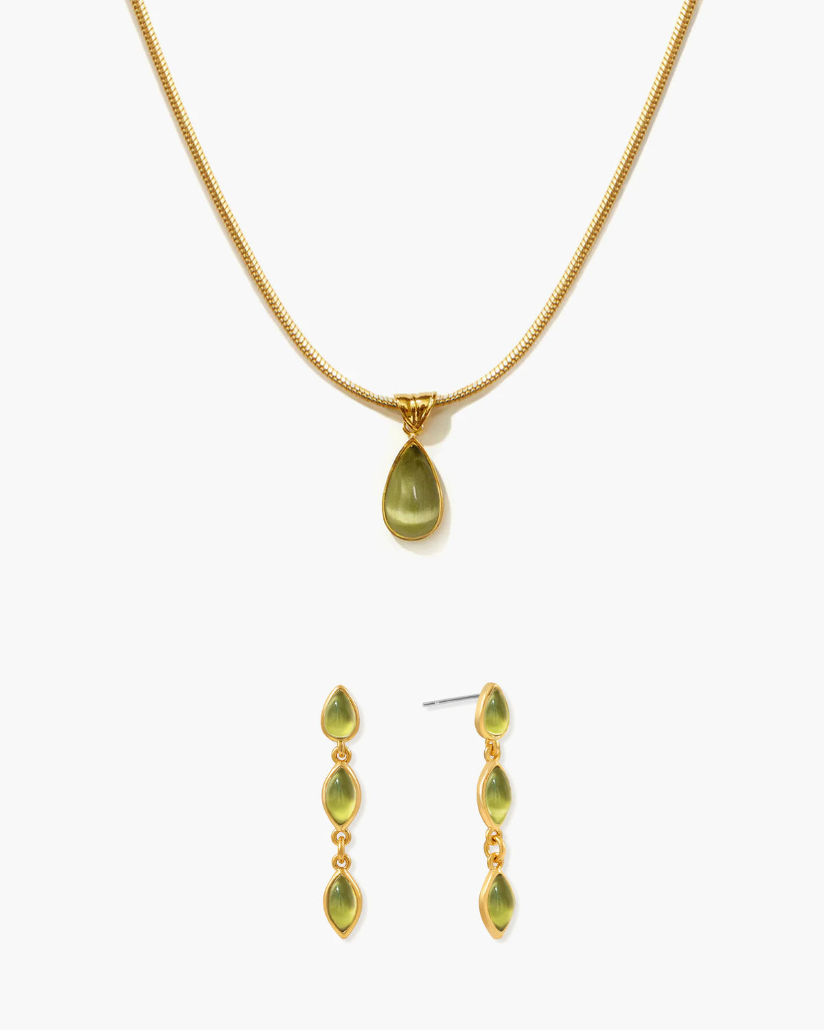 Waterdrop Necklace & Olive Marquise Earrings Set