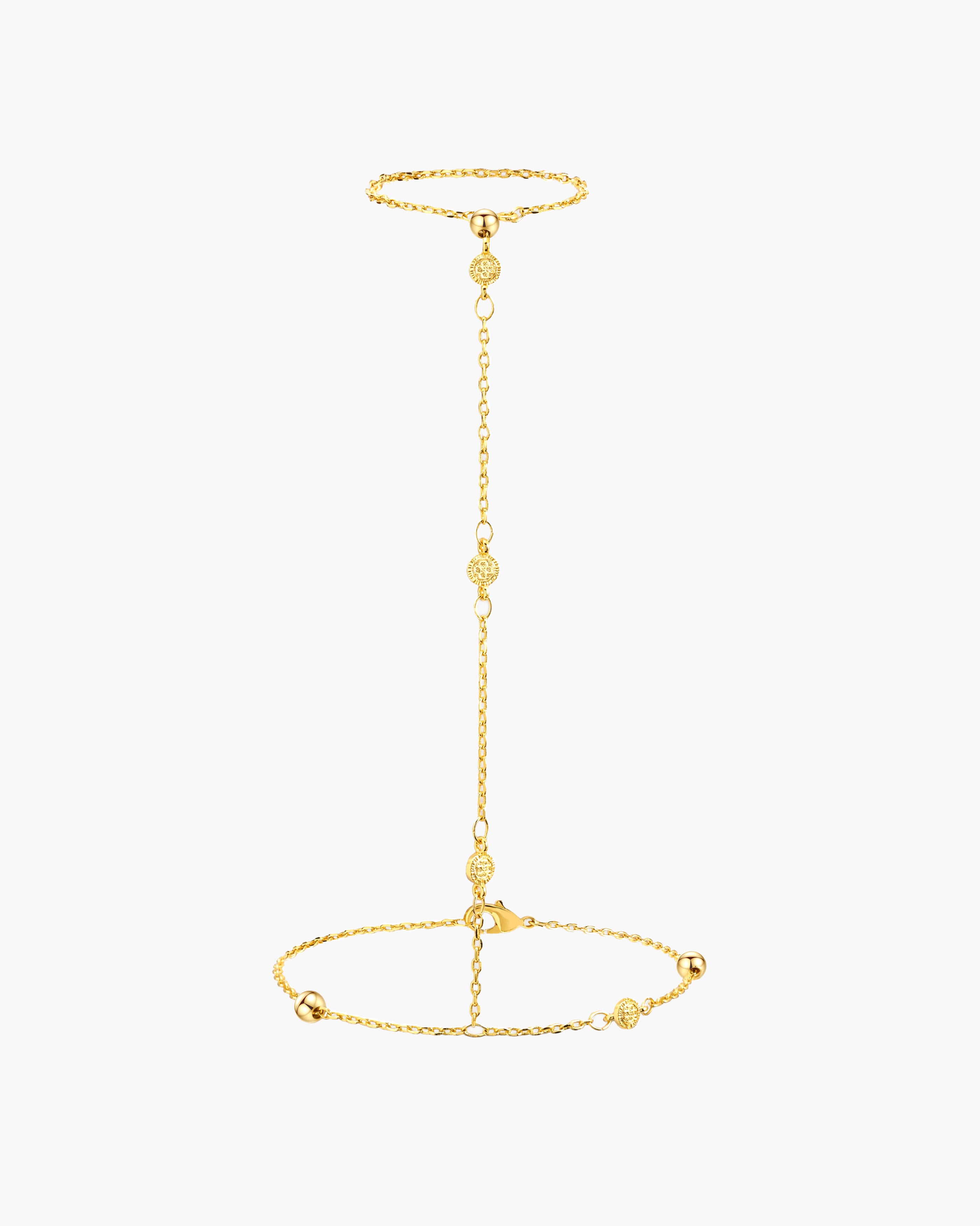 Golden Hojas Coin Hand Chain Bracelet