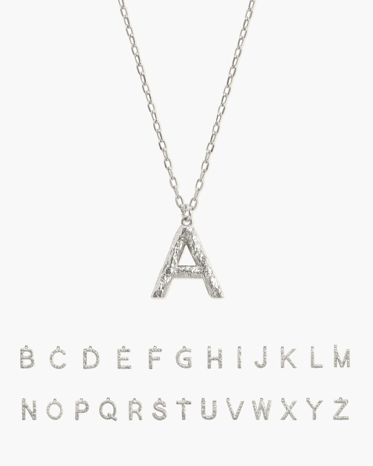 Collier Lettre Texturée Argenté