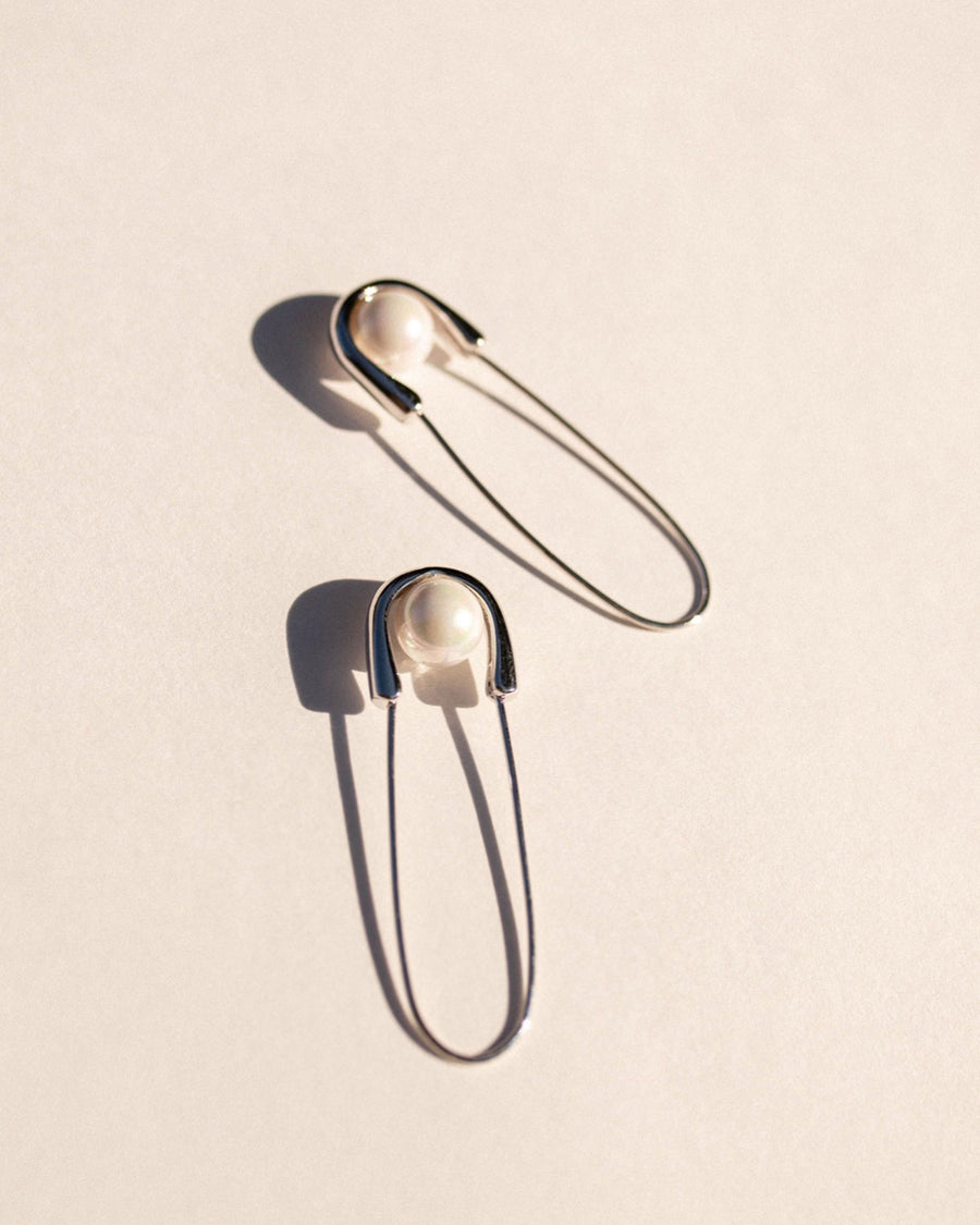 Safety Pin Earrings in Silver