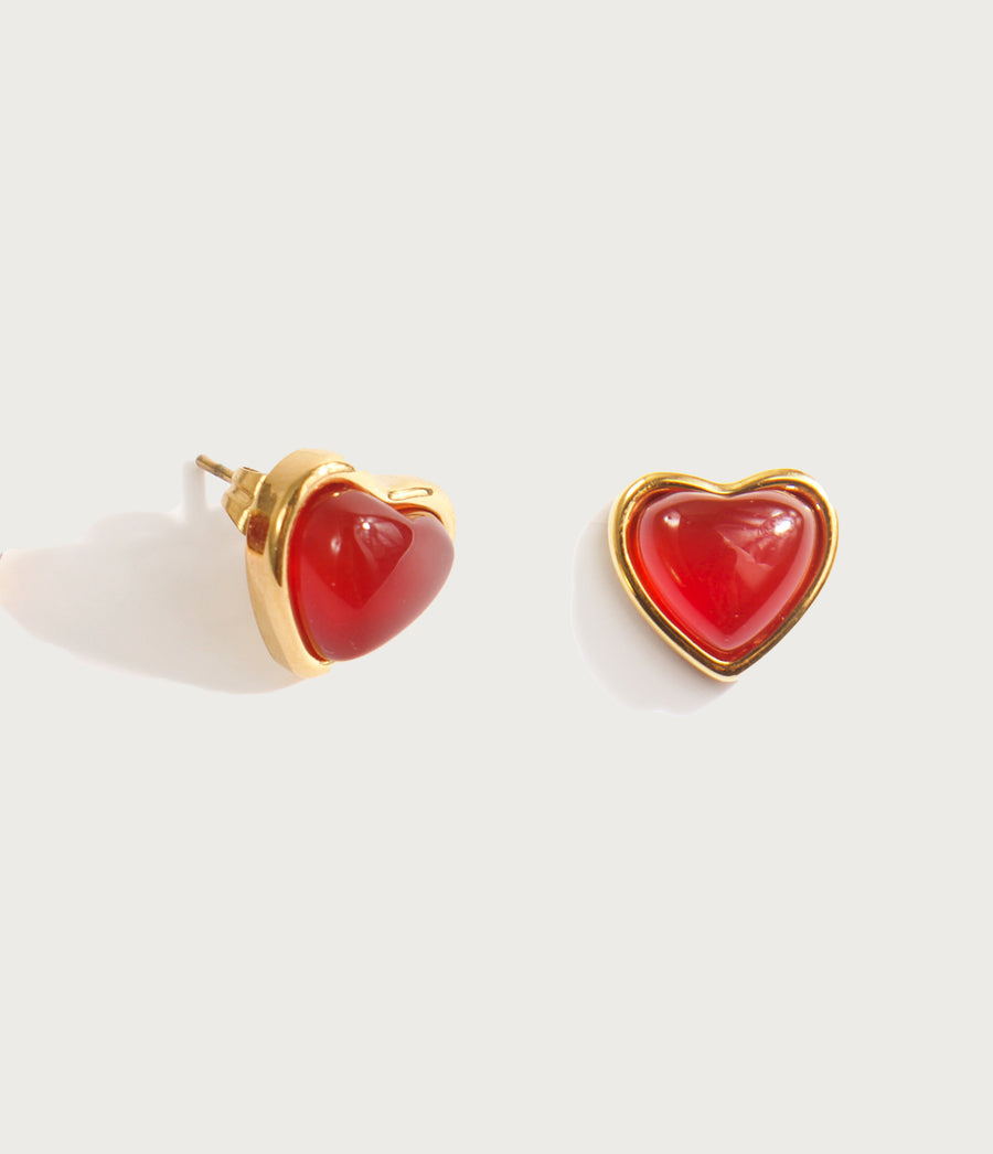 Carnelian Stone Heart Earrings