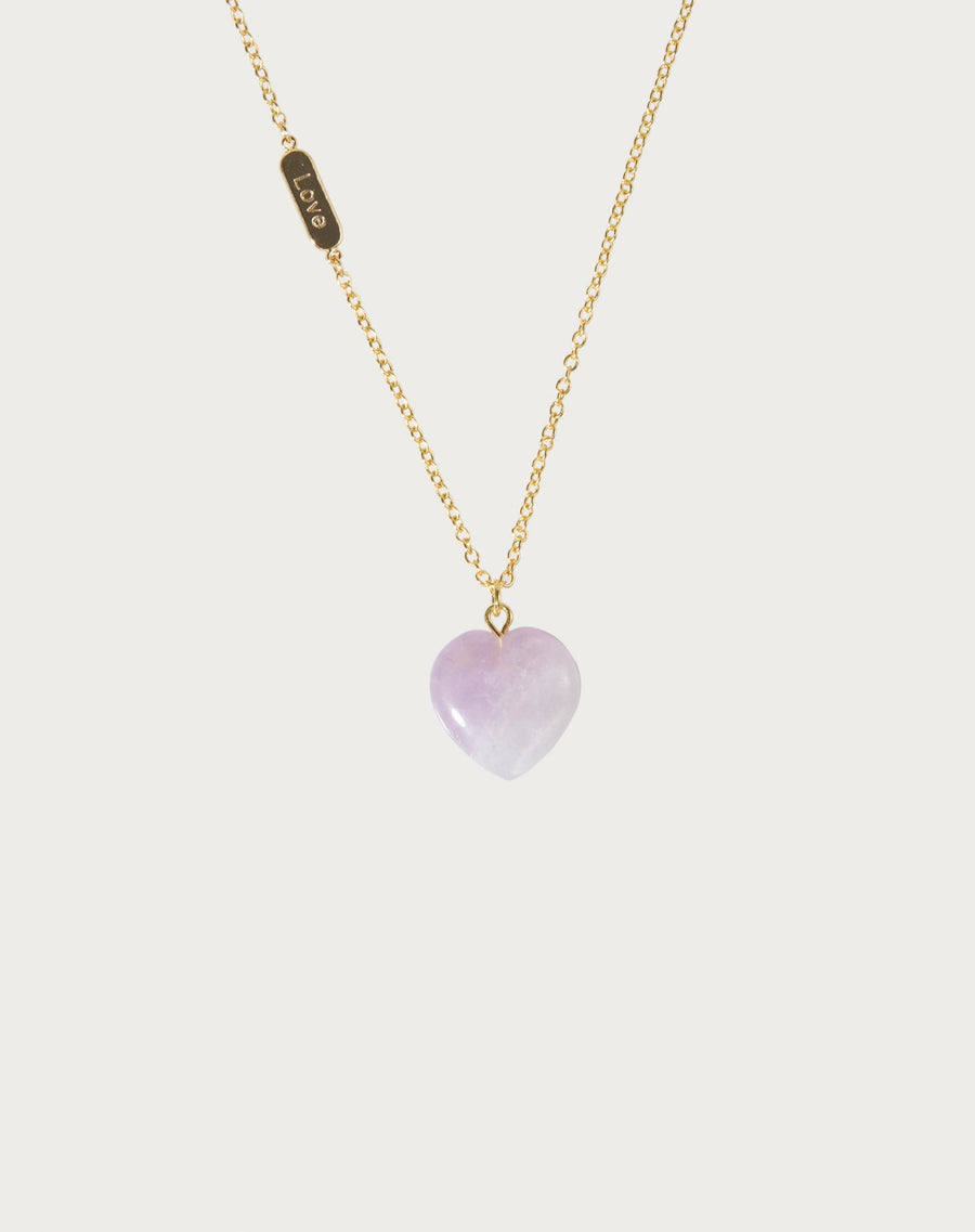 Kunzite Crystal Heart Necklace
